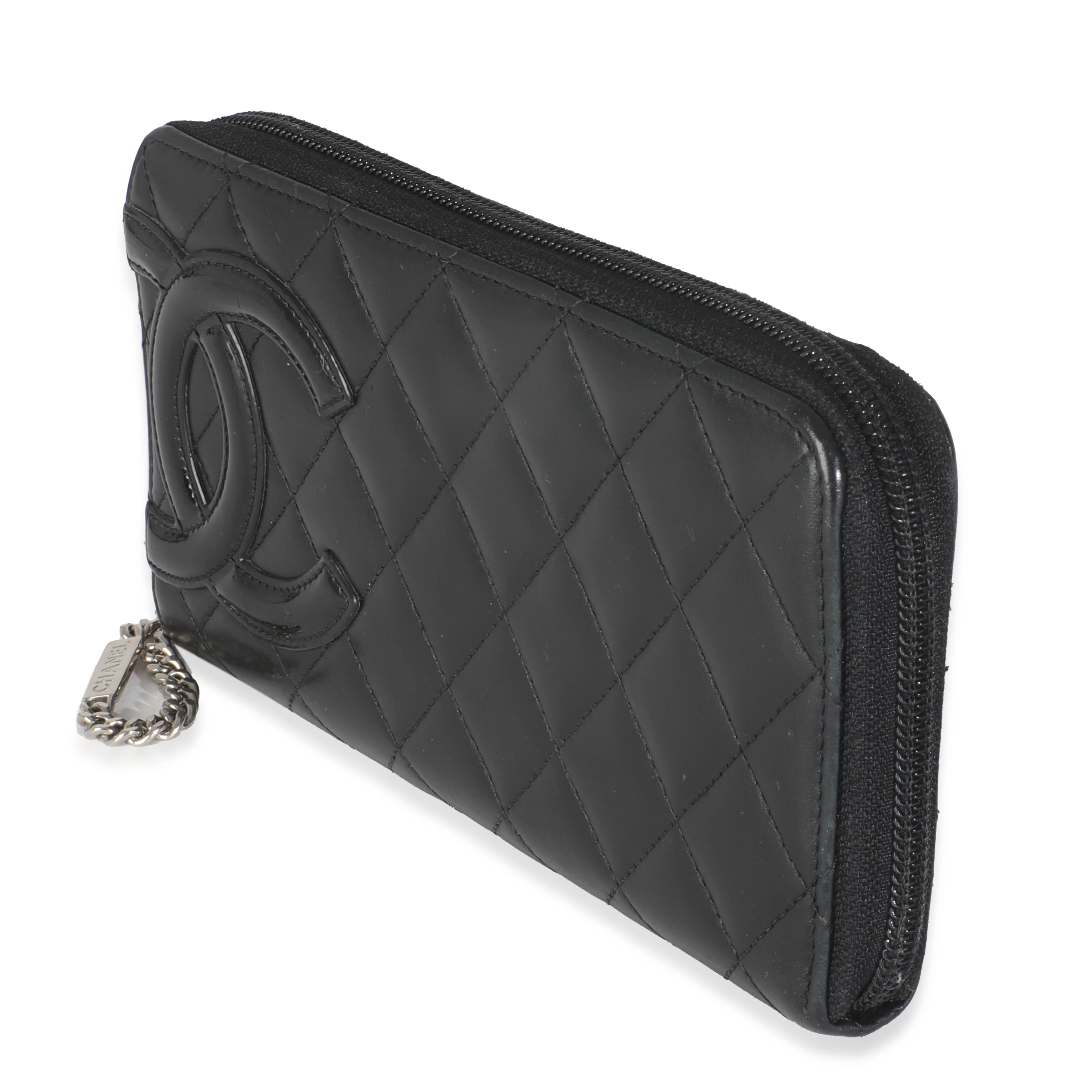 Vintage Black Quilted Lambskin Cambon Wallet - Image 2