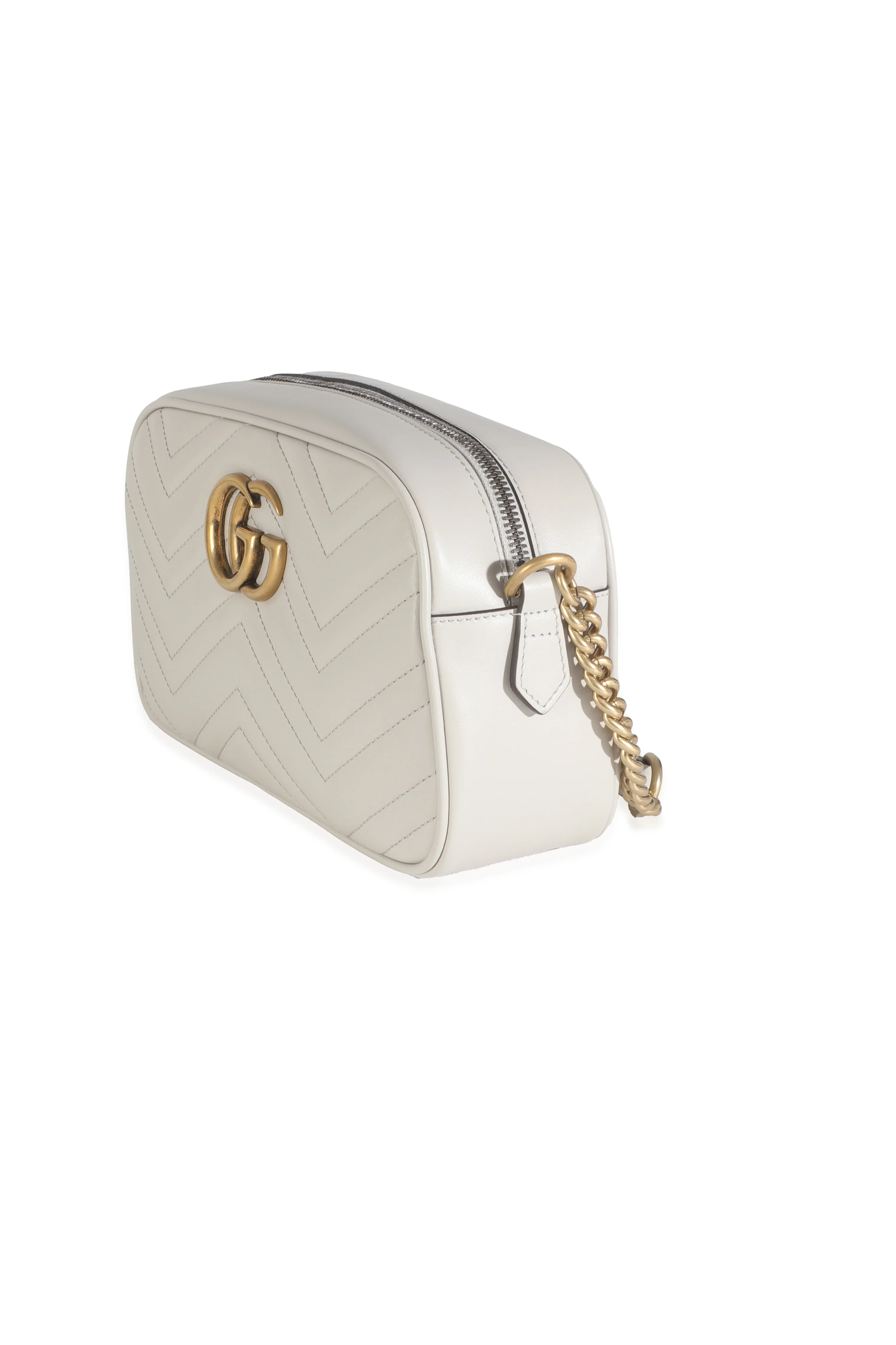 Light Grey Matelasse Calfskin Small GG Marmont - Image 3