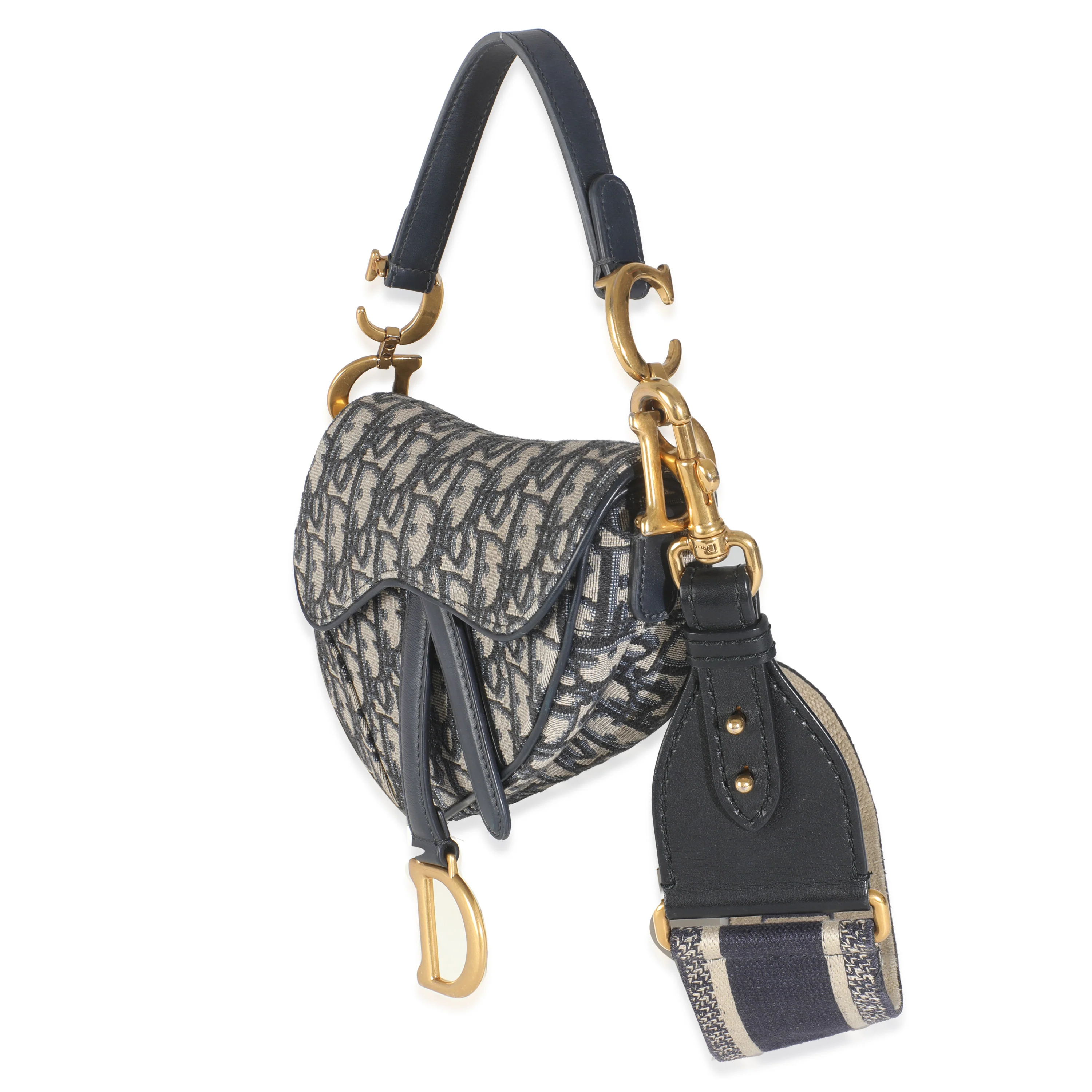 Blue Jacquard Oblique Mini Saddle Bag - Image 2