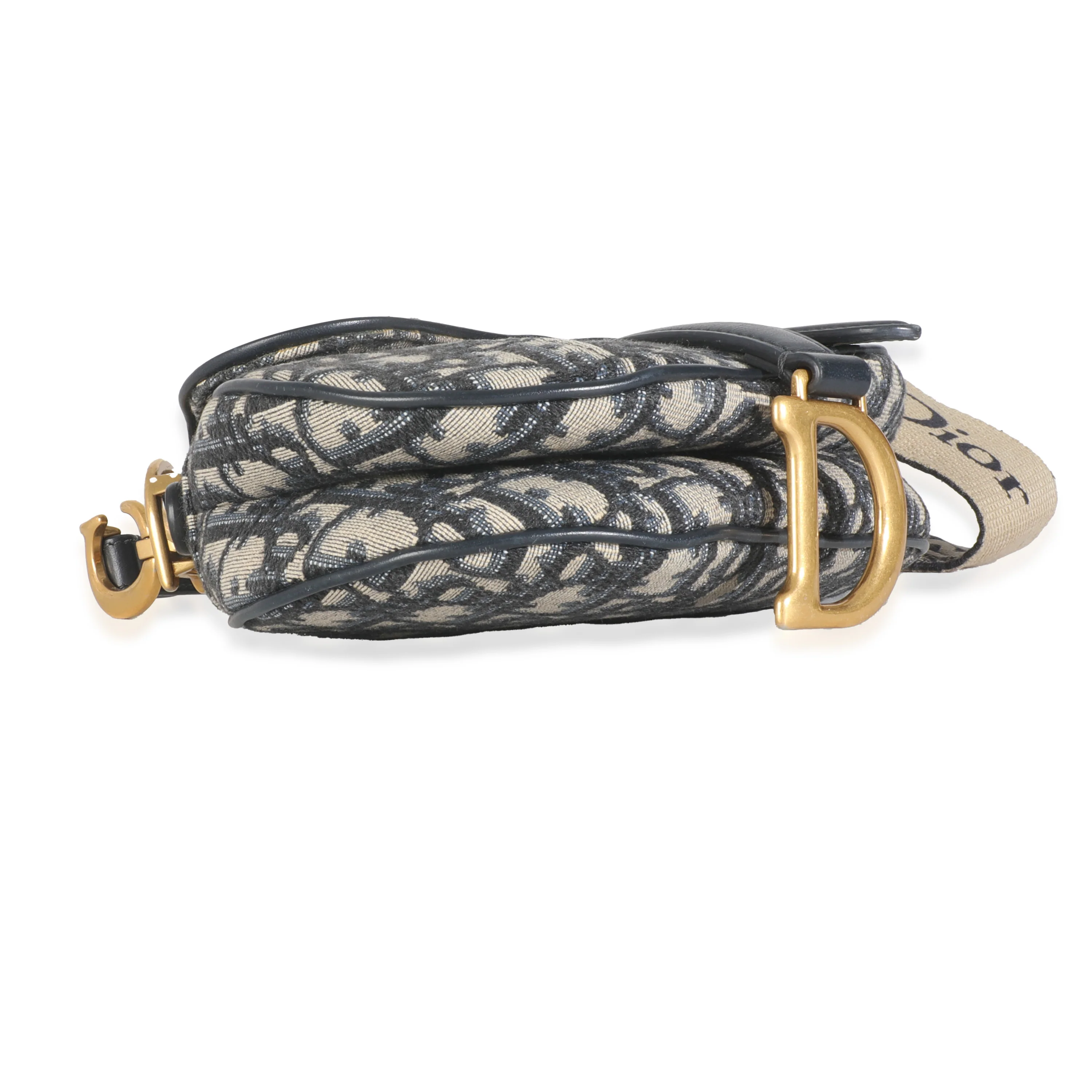 Blue Jacquard Oblique Mini Saddle Bag - Image 8
