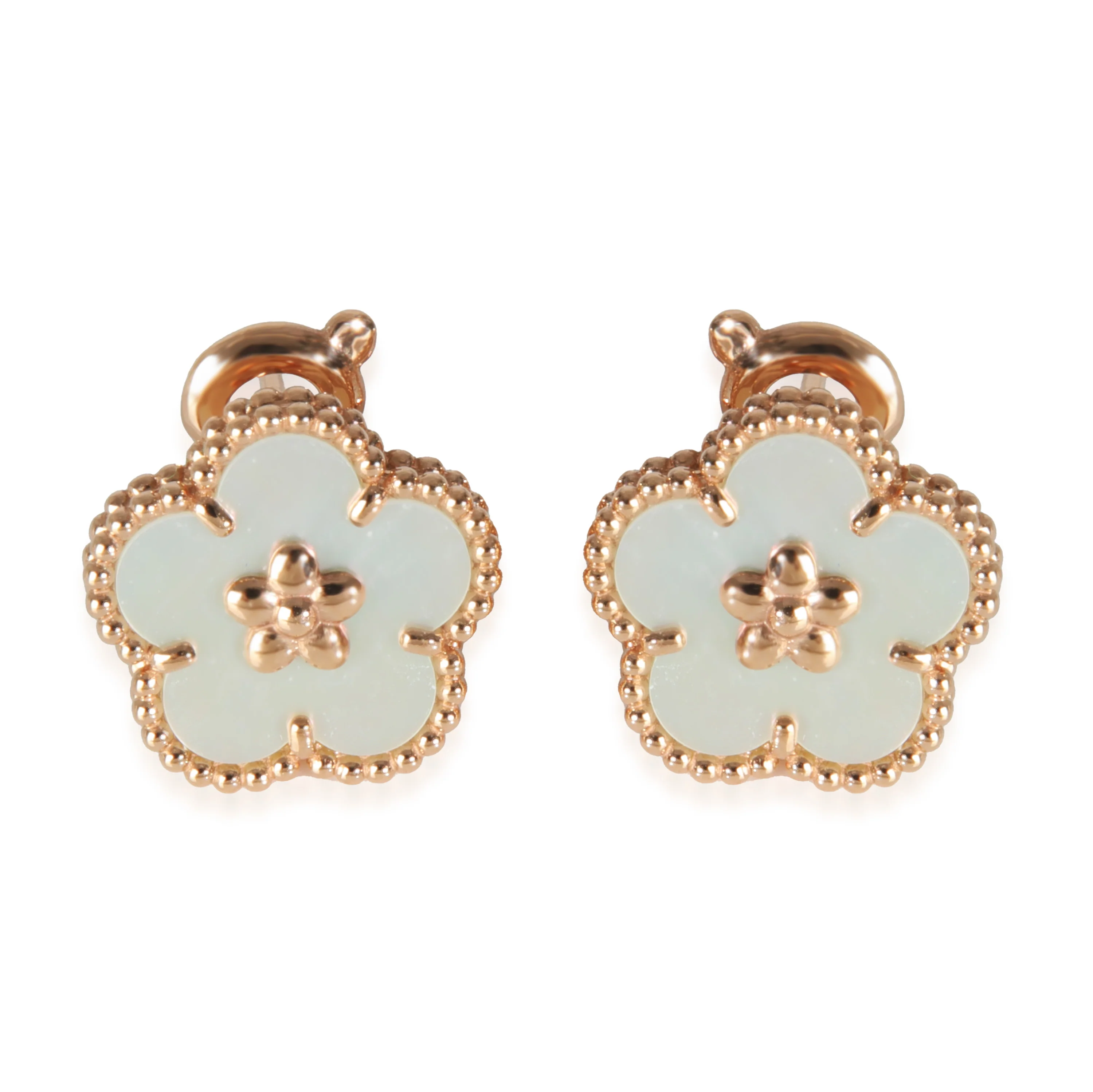 Rose Gold Mother Of Pearl Lucky Spring Plum Blossom Earrings