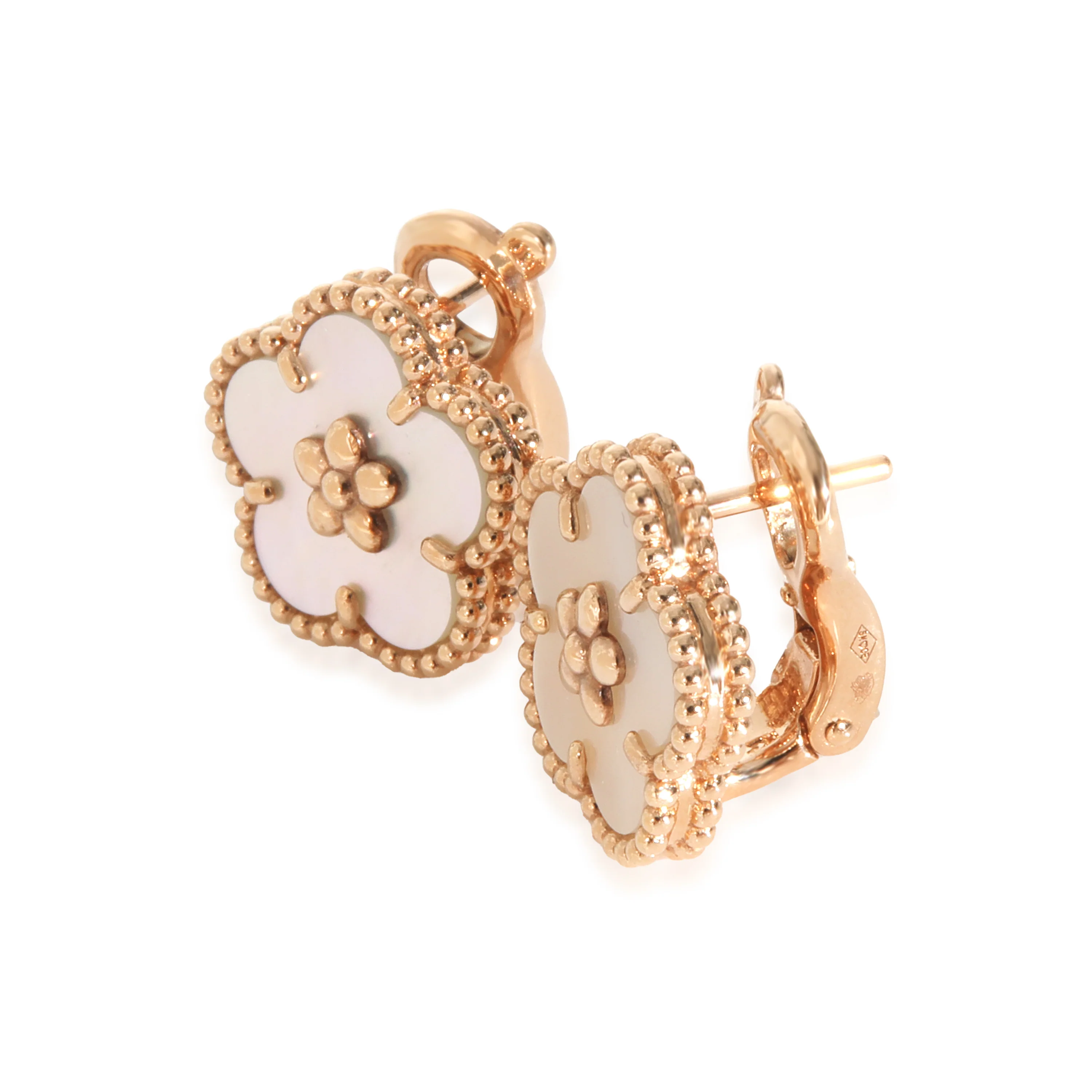 Rose Gold Mother Of Pearl Lucky Spring Plum Blossom Earrings - Image 2