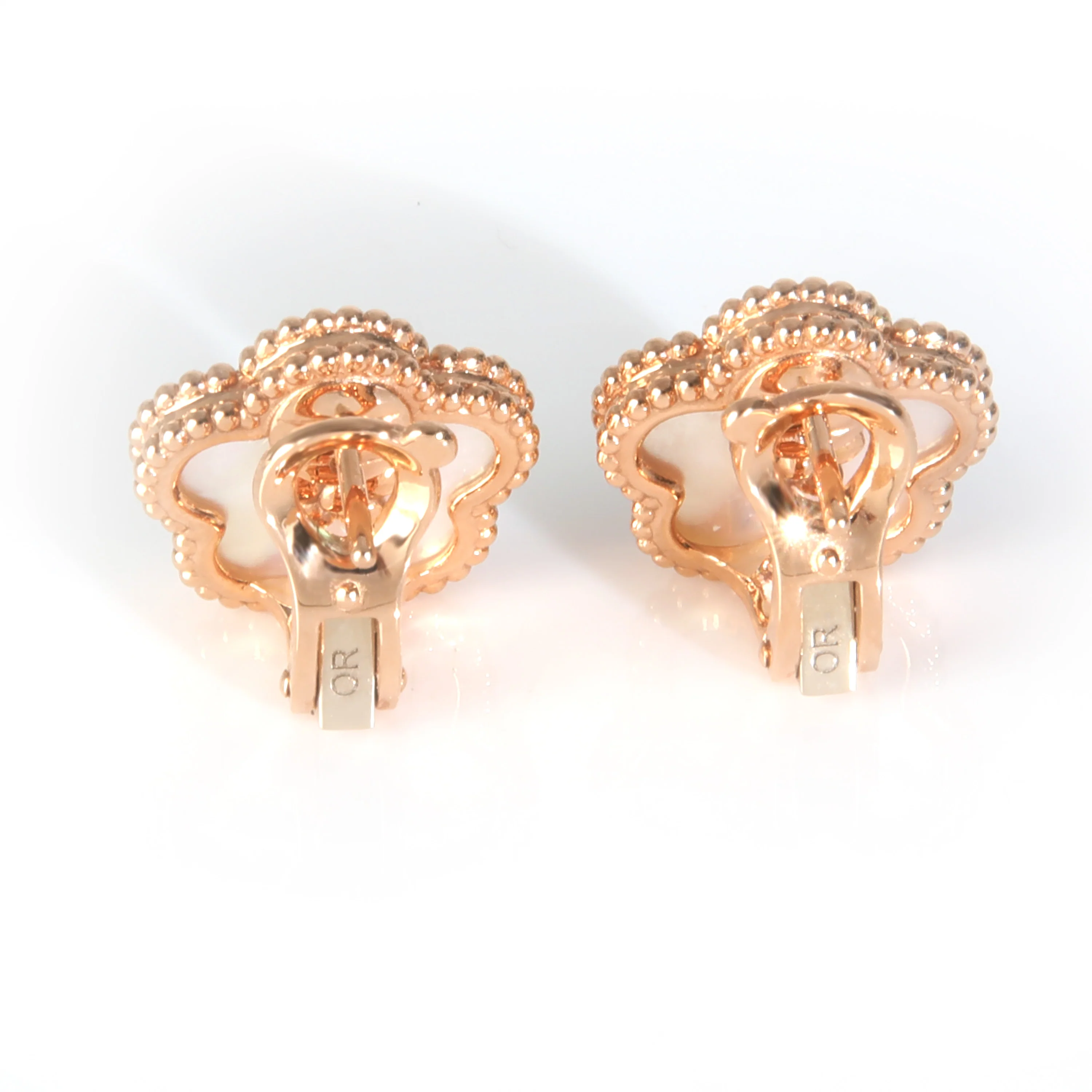 Rose Gold Mother Of Pearl Lucky Spring Plum Blossom Earrings - Image 3