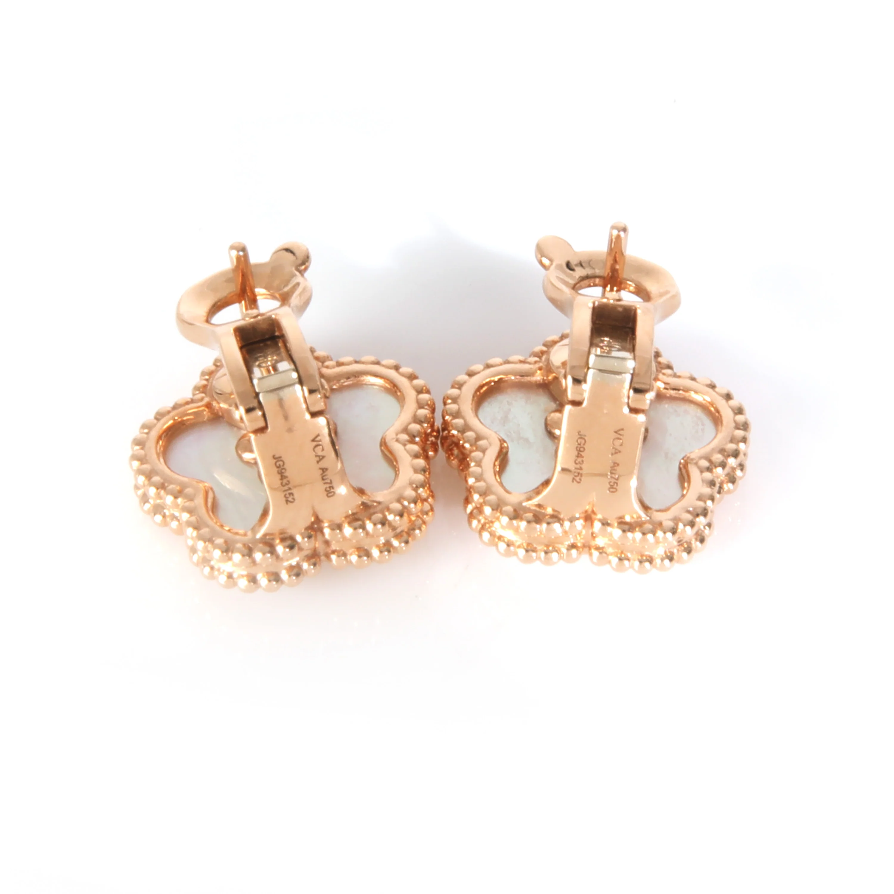 Rose Gold Mother Of Pearl Lucky Spring Plum Blossom Earrings - Image 4