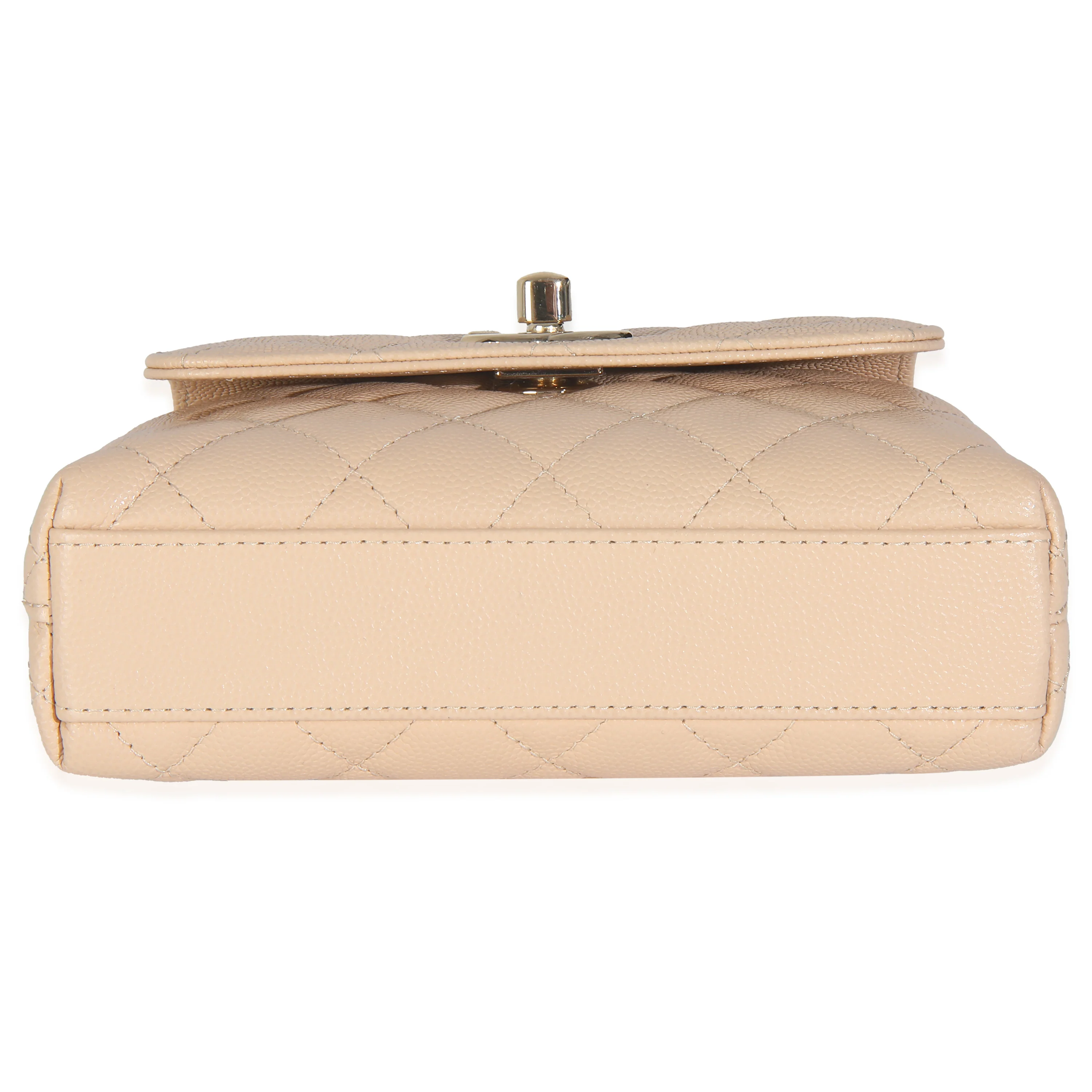 Beige Quilted Caviar Extra Mini Coco Top Handle Handbag - Image 5