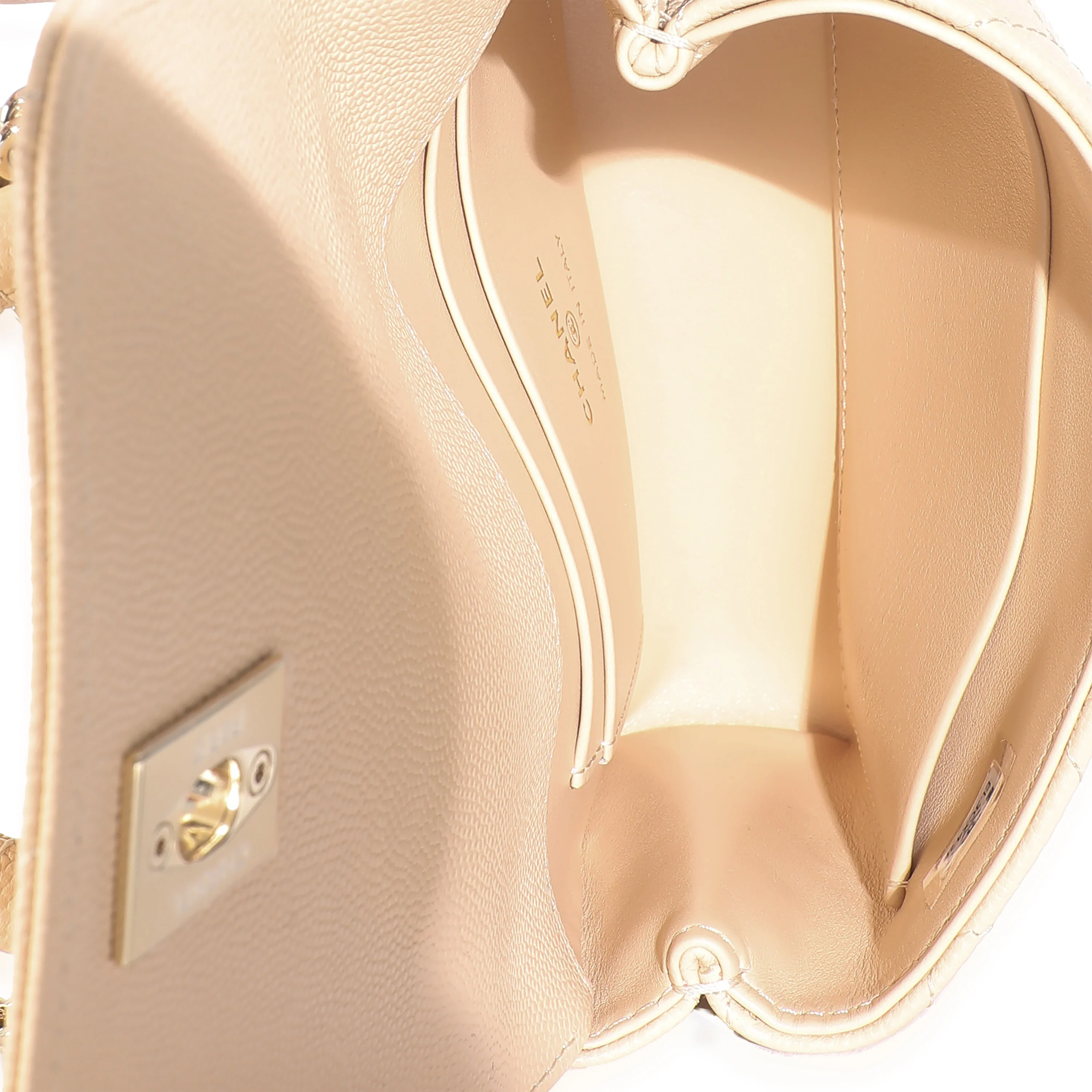 Beige Quilted Caviar Extra Mini Coco Top Handle Handbag - Image 9