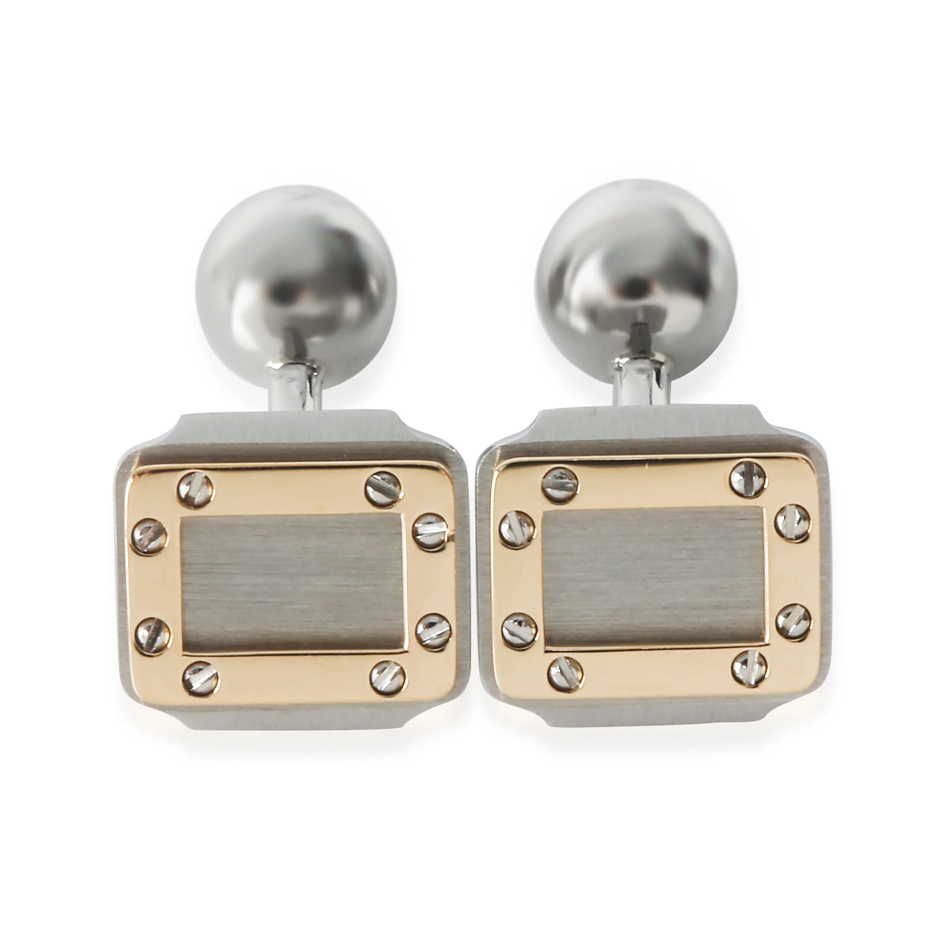 Yellow Gold & Steel Vintage Santos Dumont Cufflinks