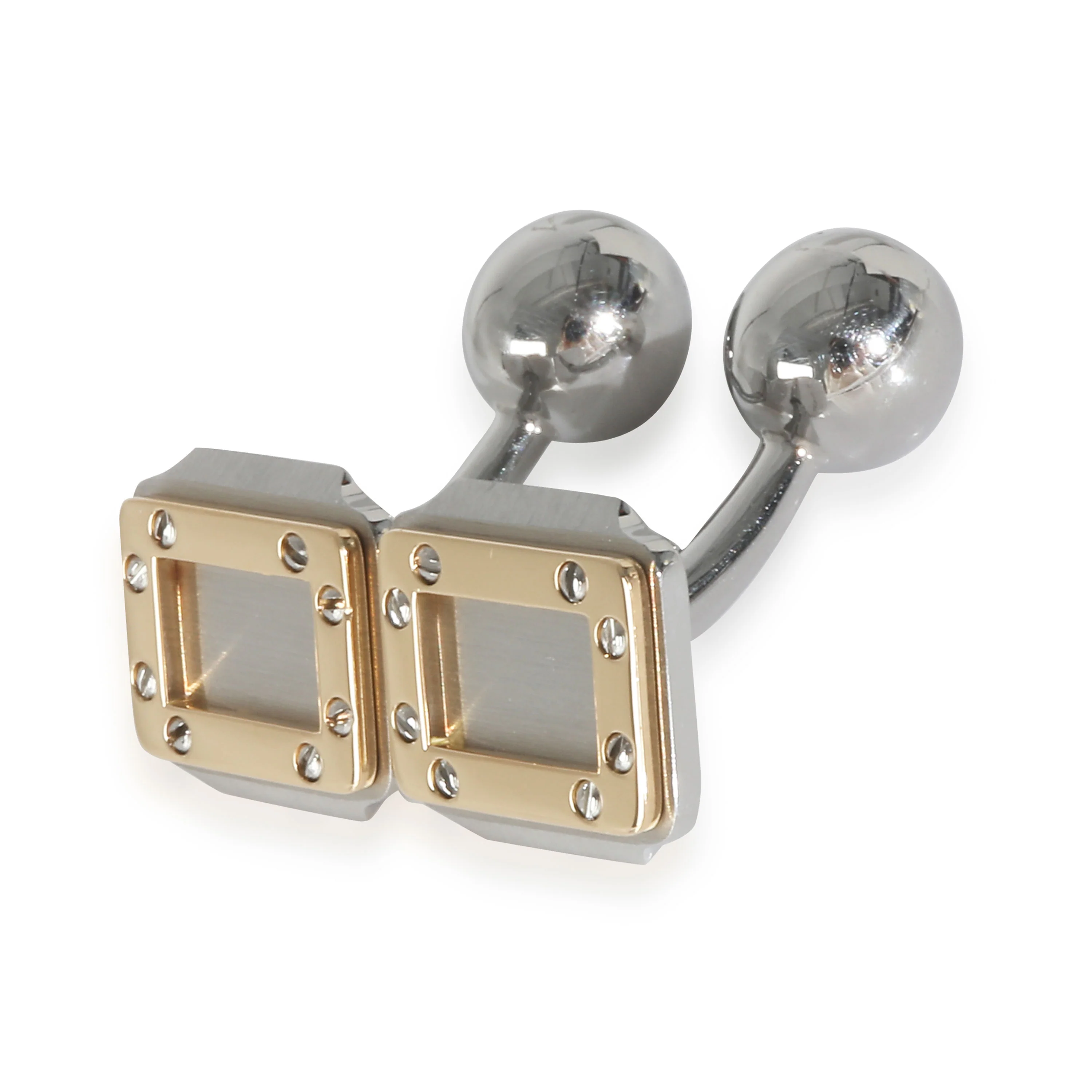 Yellow Gold & Steel Vintage Santos Dumont Cufflinks - Image 2