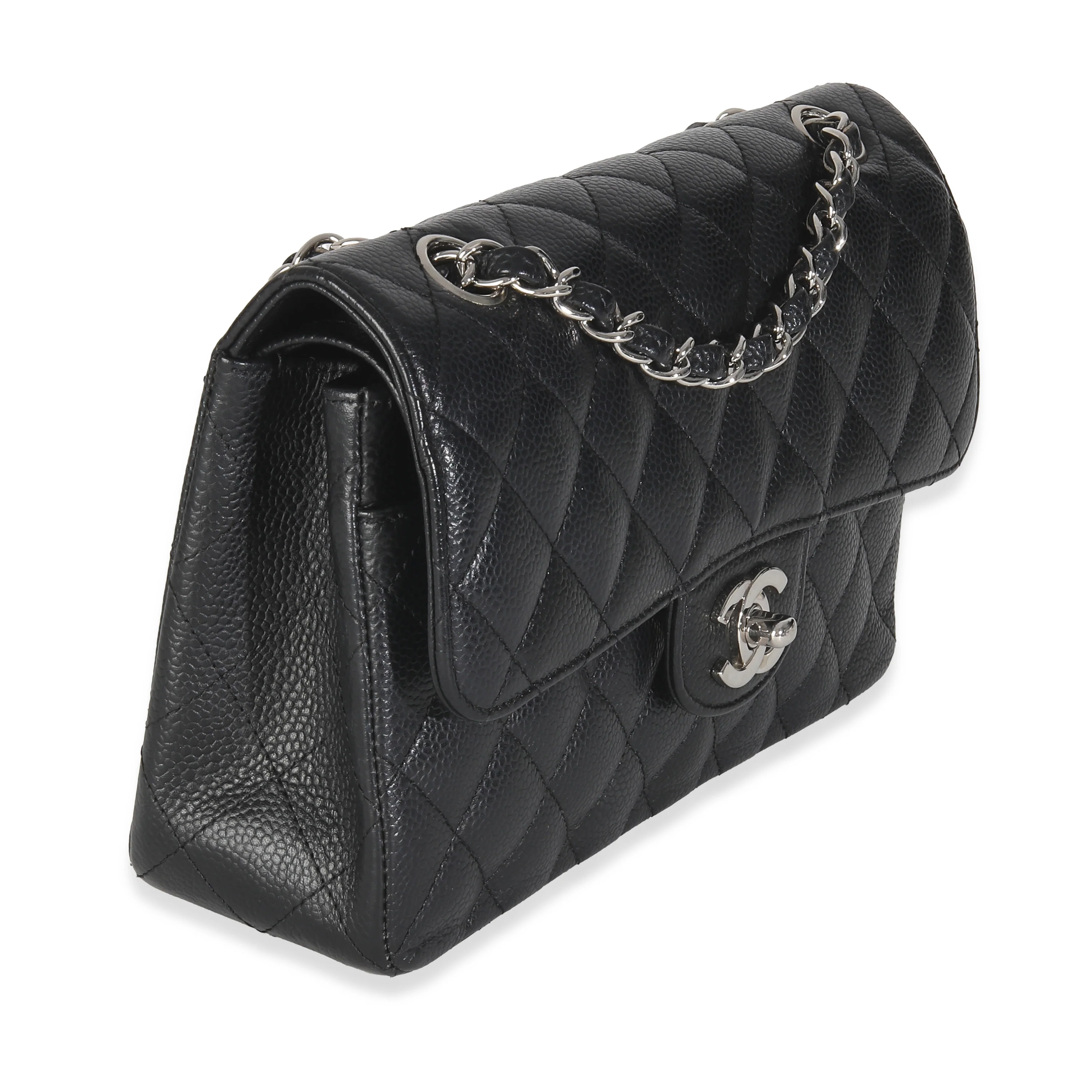 Black Quilted Caviar Small Classic Double Flap HandBag - Image 3