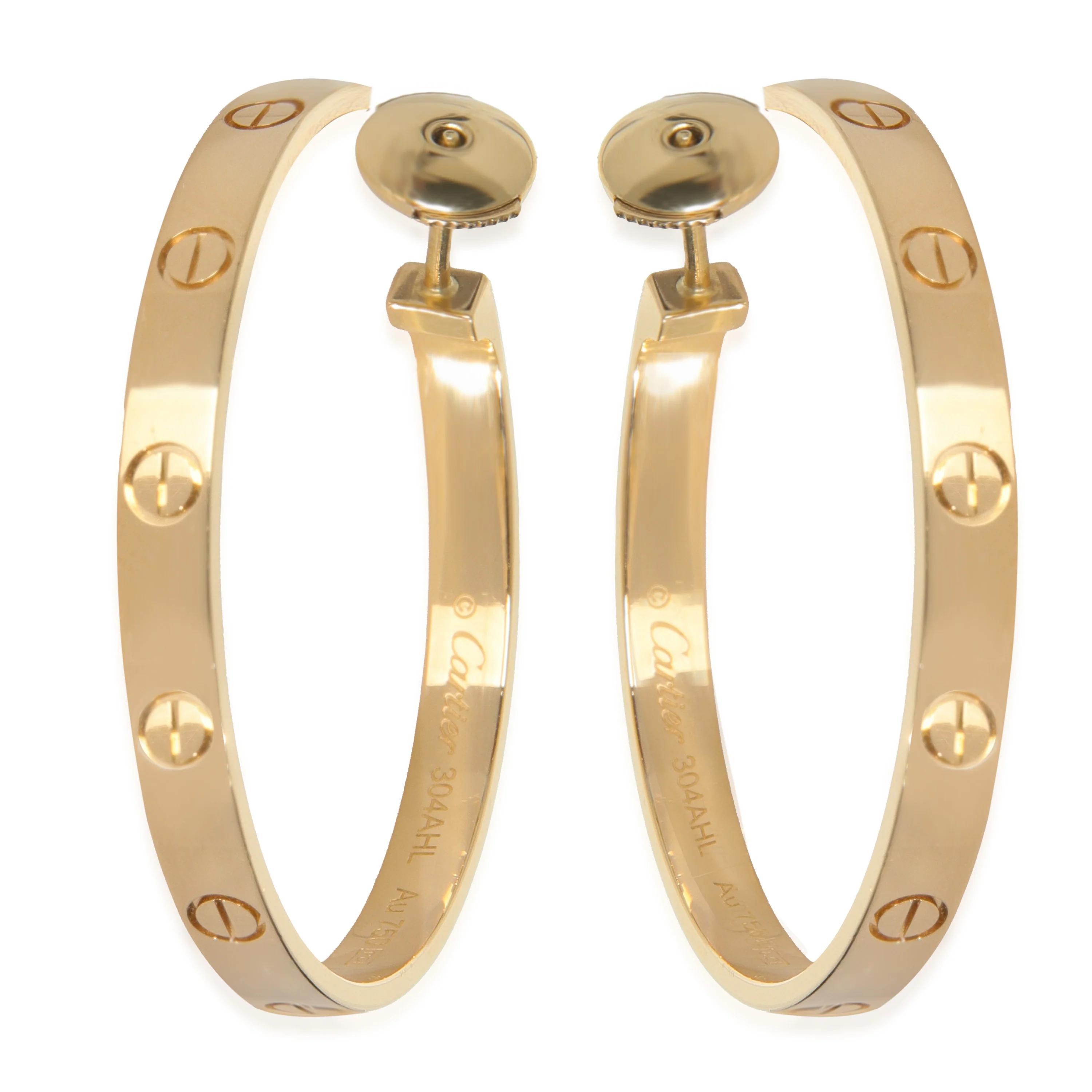 Yellow Gold Large Model Love Hoop Earrings - Image 3