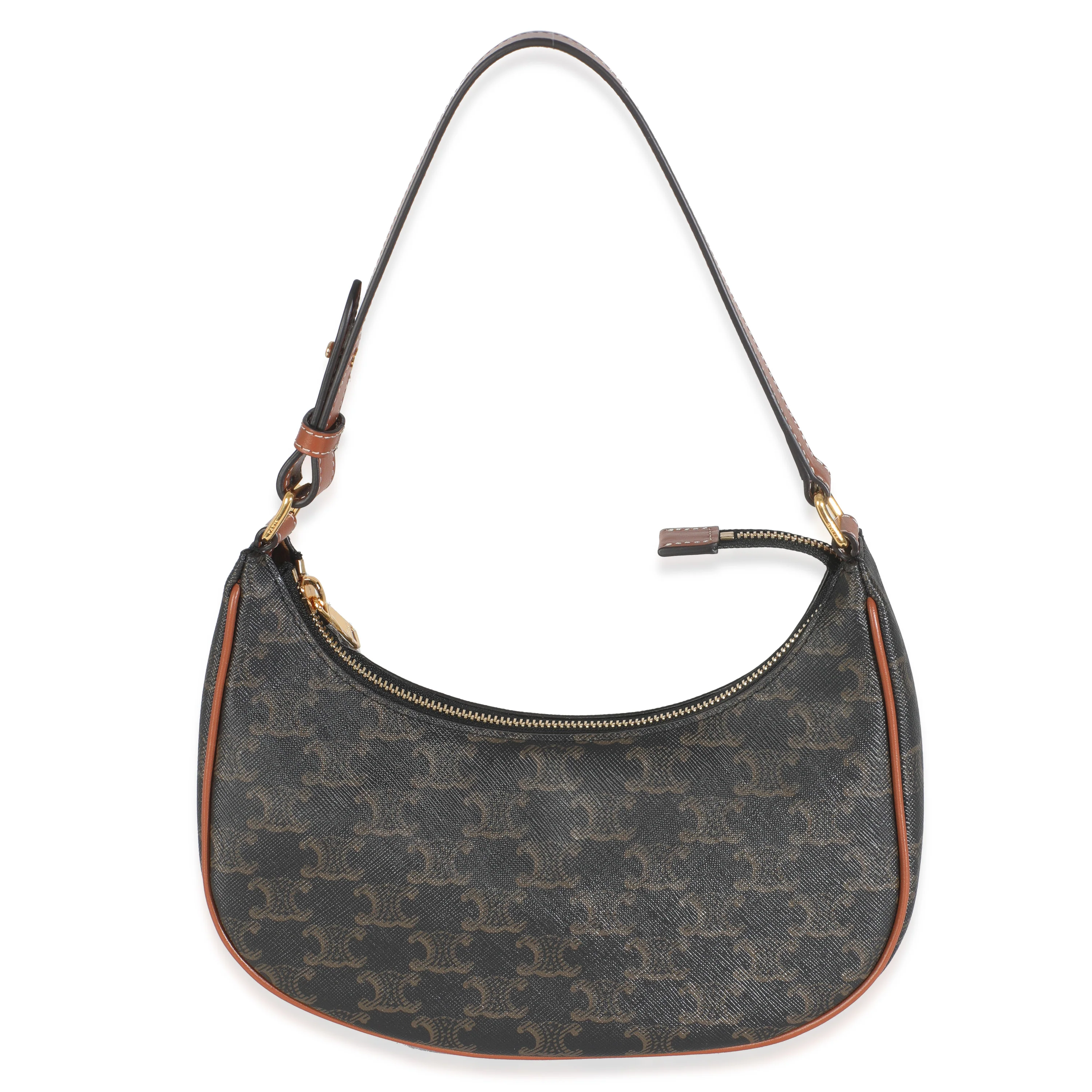 Tan Calfskin Triomphe Canvas Ava Shoulder Bag