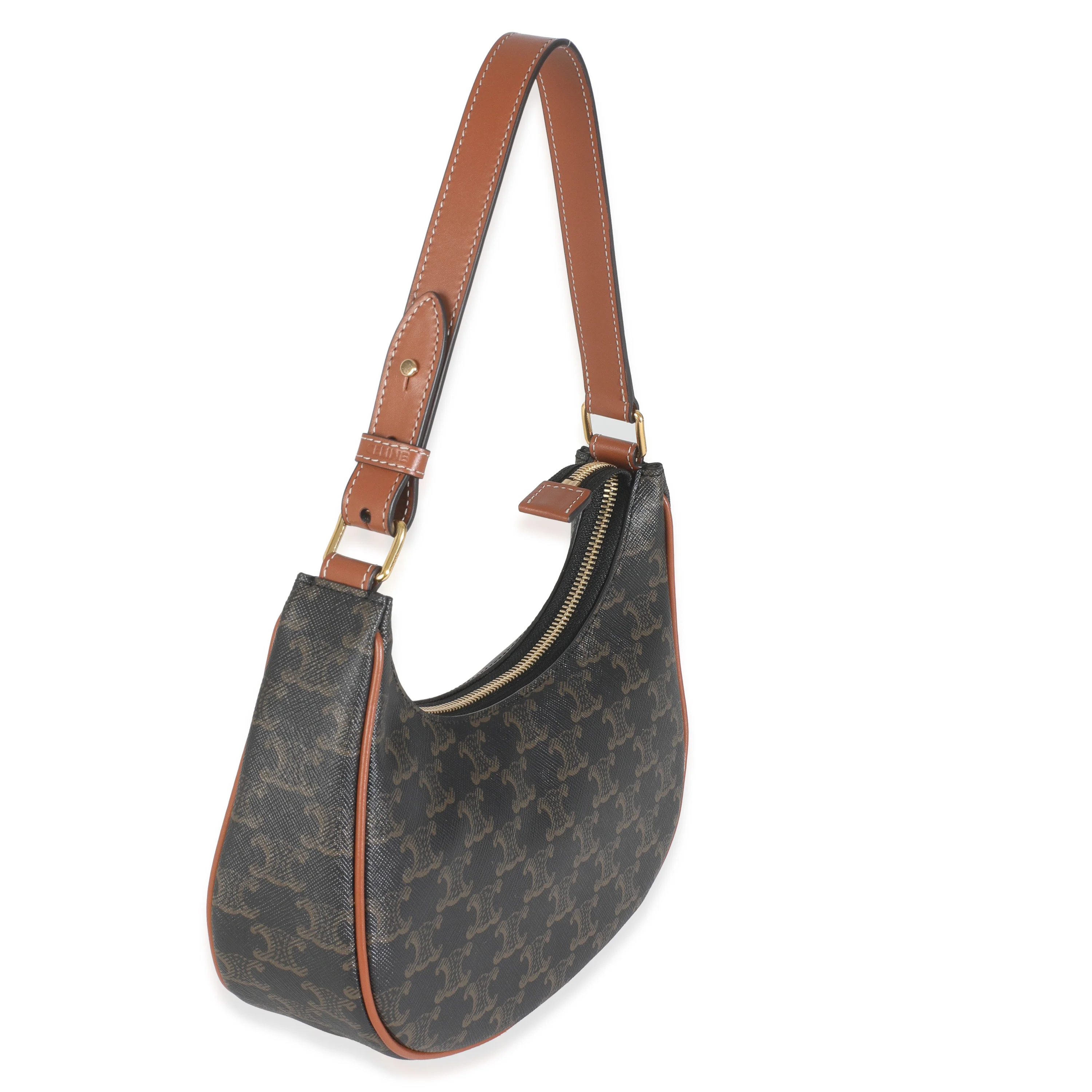 Tan Calfskin Triomphe Canvas Ava Shoulder Bag - Image 3