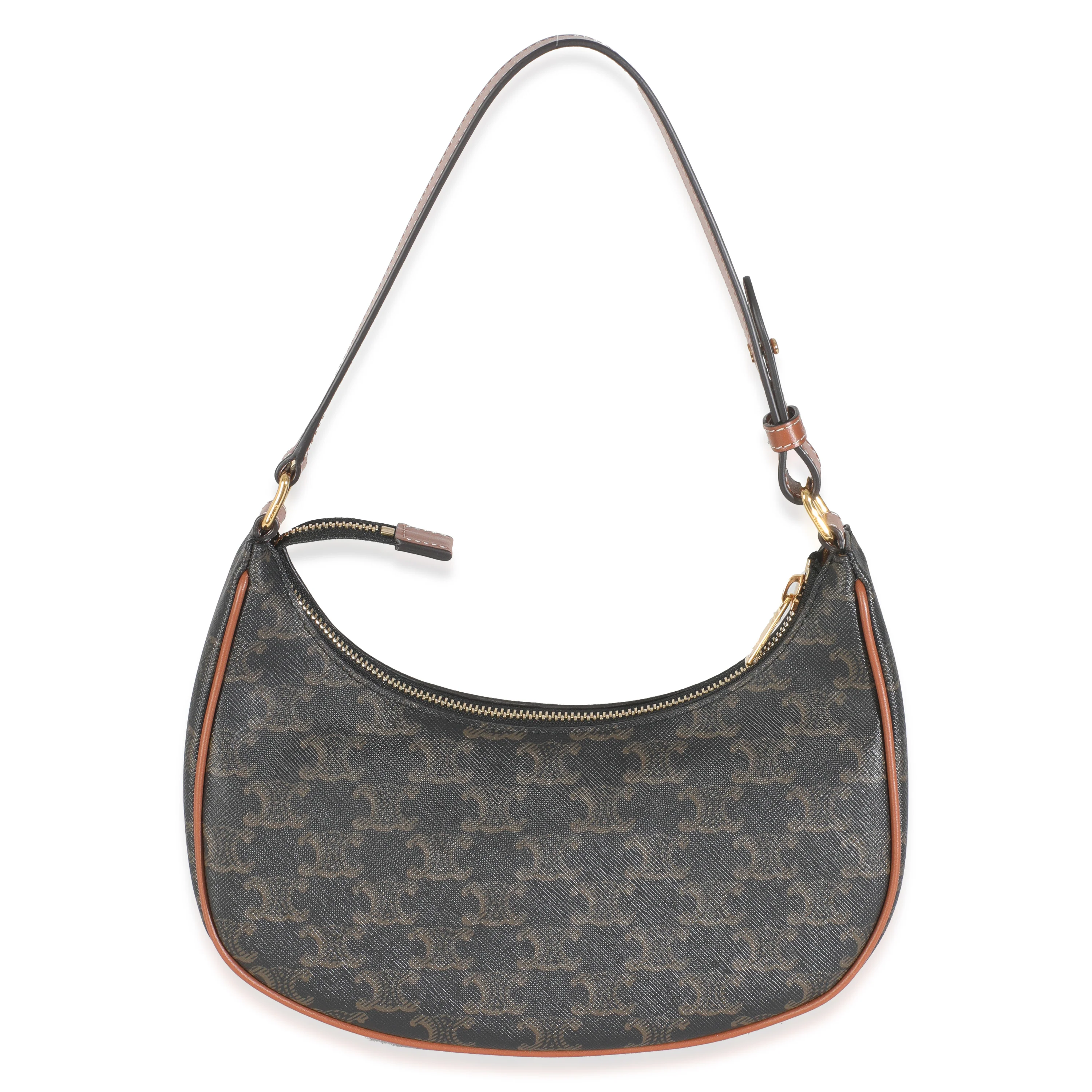 Tan Calfskin Triomphe Canvas Ava Shoulder Bag - Image 4