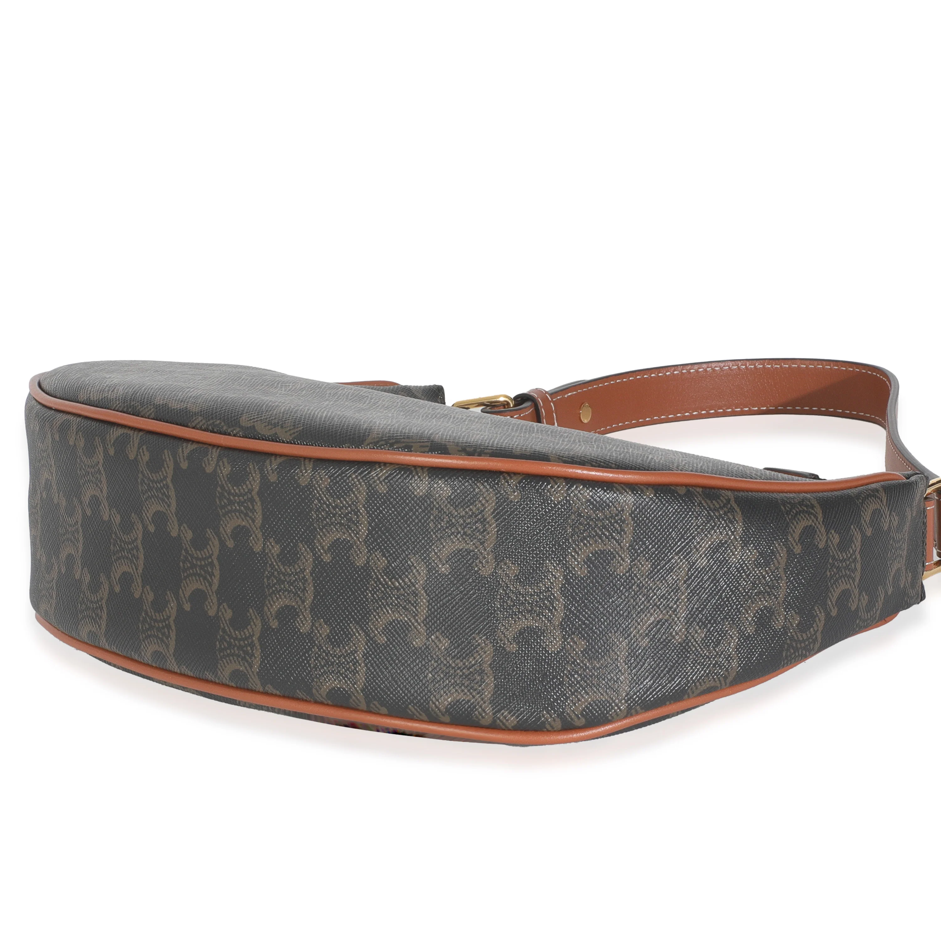 Tan Calfskin Triomphe Canvas Ava Shoulder Bag - Image 6