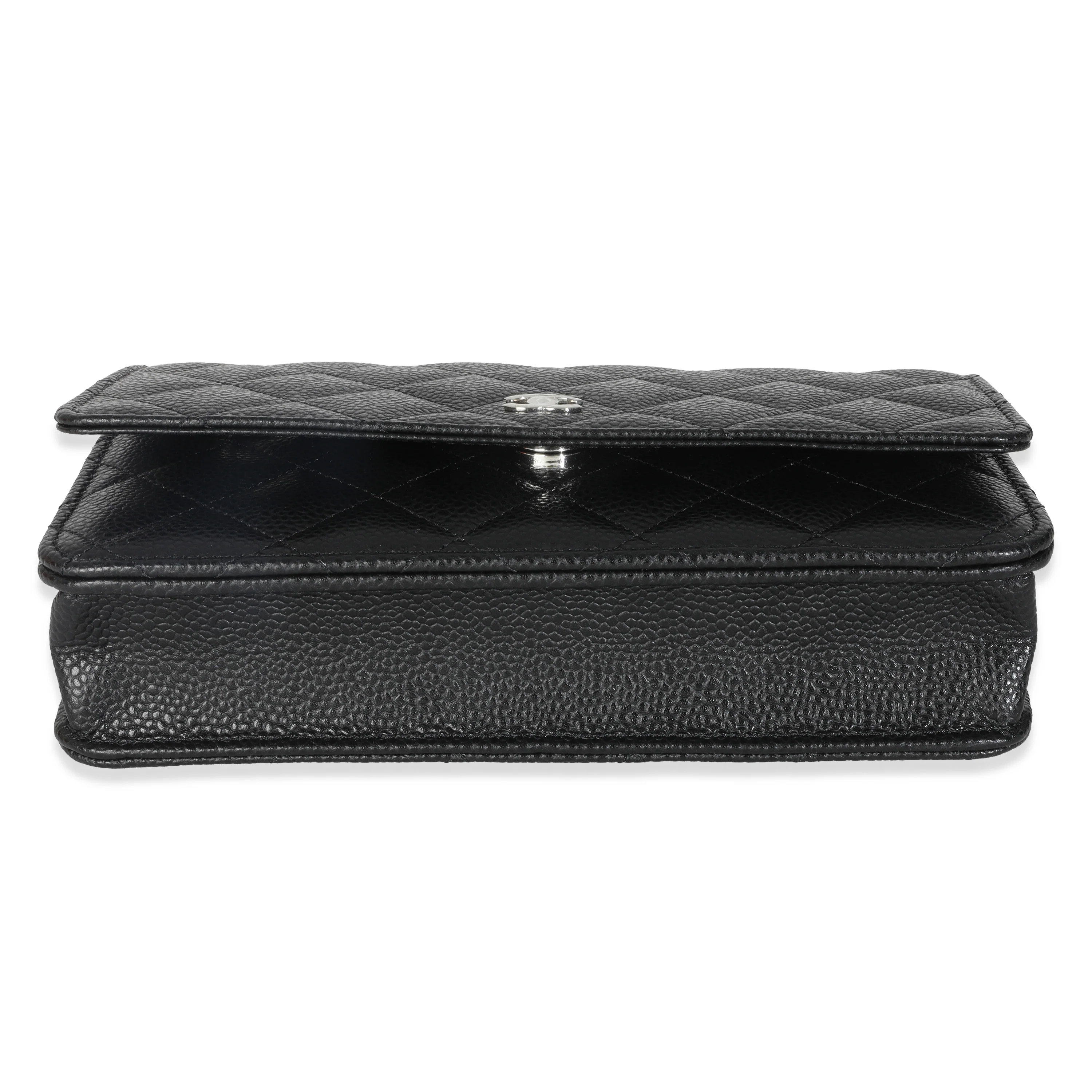 Black Quilted Caviar Classic Wallet On Chain - Image 5