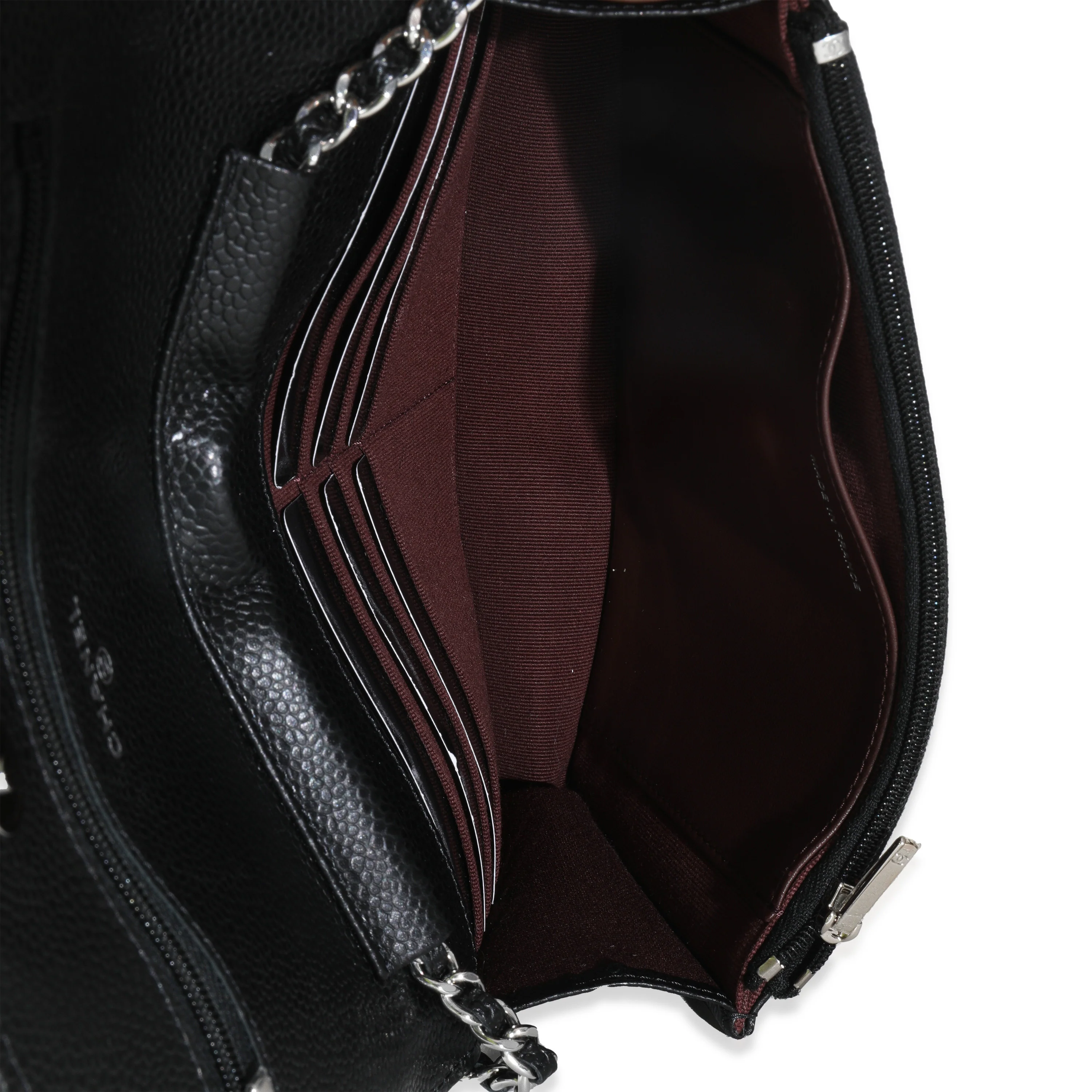 Black Quilted Caviar Classic Wallet On Chain - Image 9