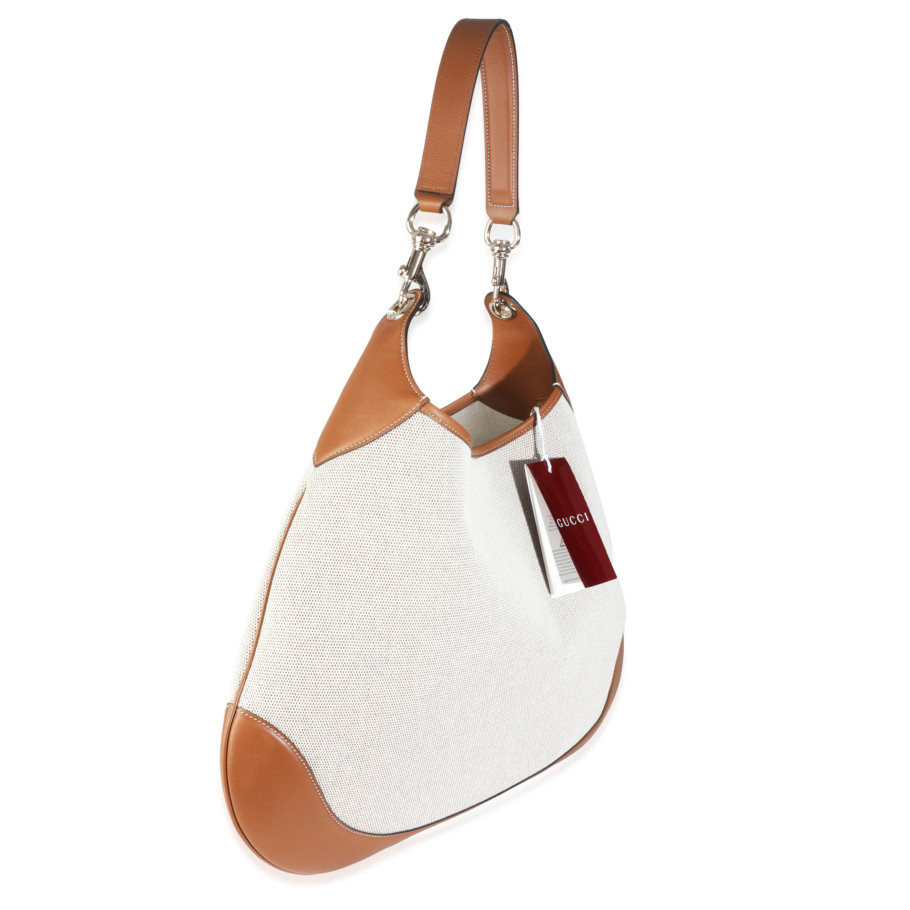 Beige Canvas Medium B Shoulder Bag - Image 4