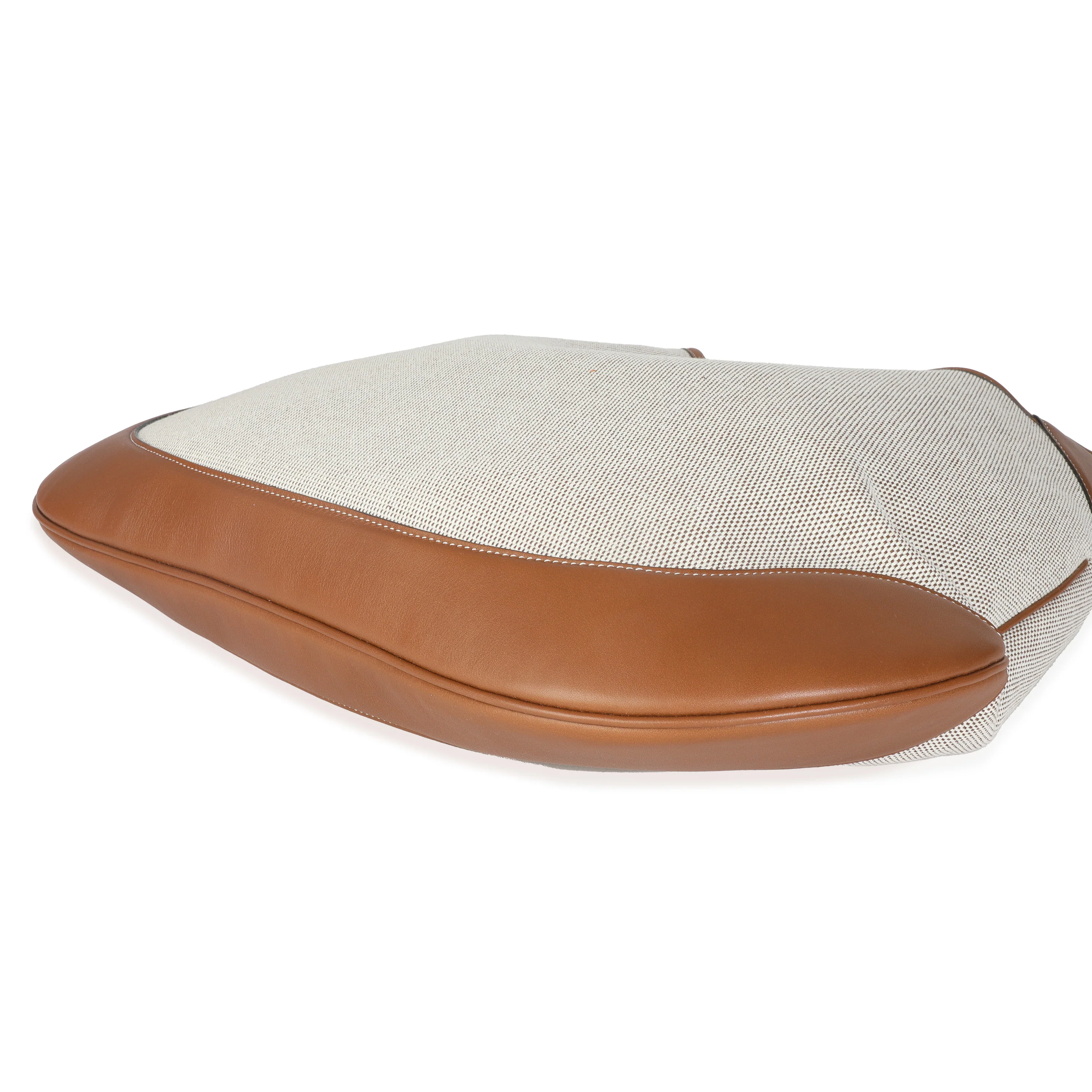 Beige Canvas Medium B Shoulder Bag - Image 6