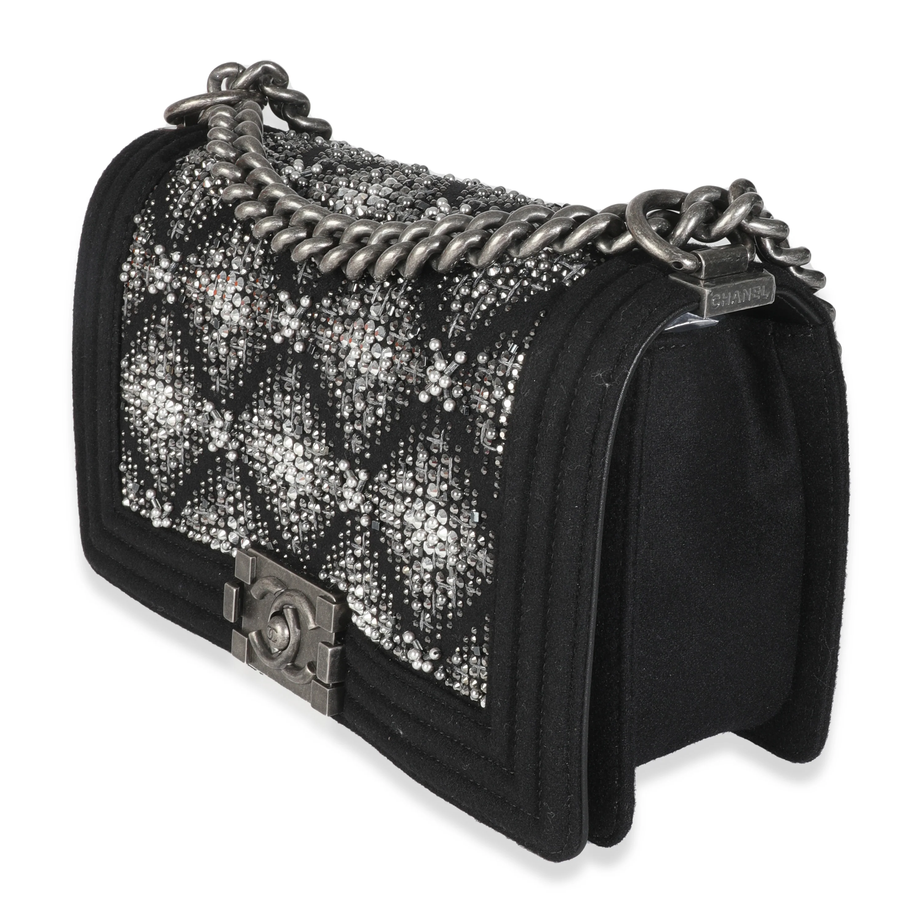 Black Jersey Strass Old Medium Boy Bag - Image 2