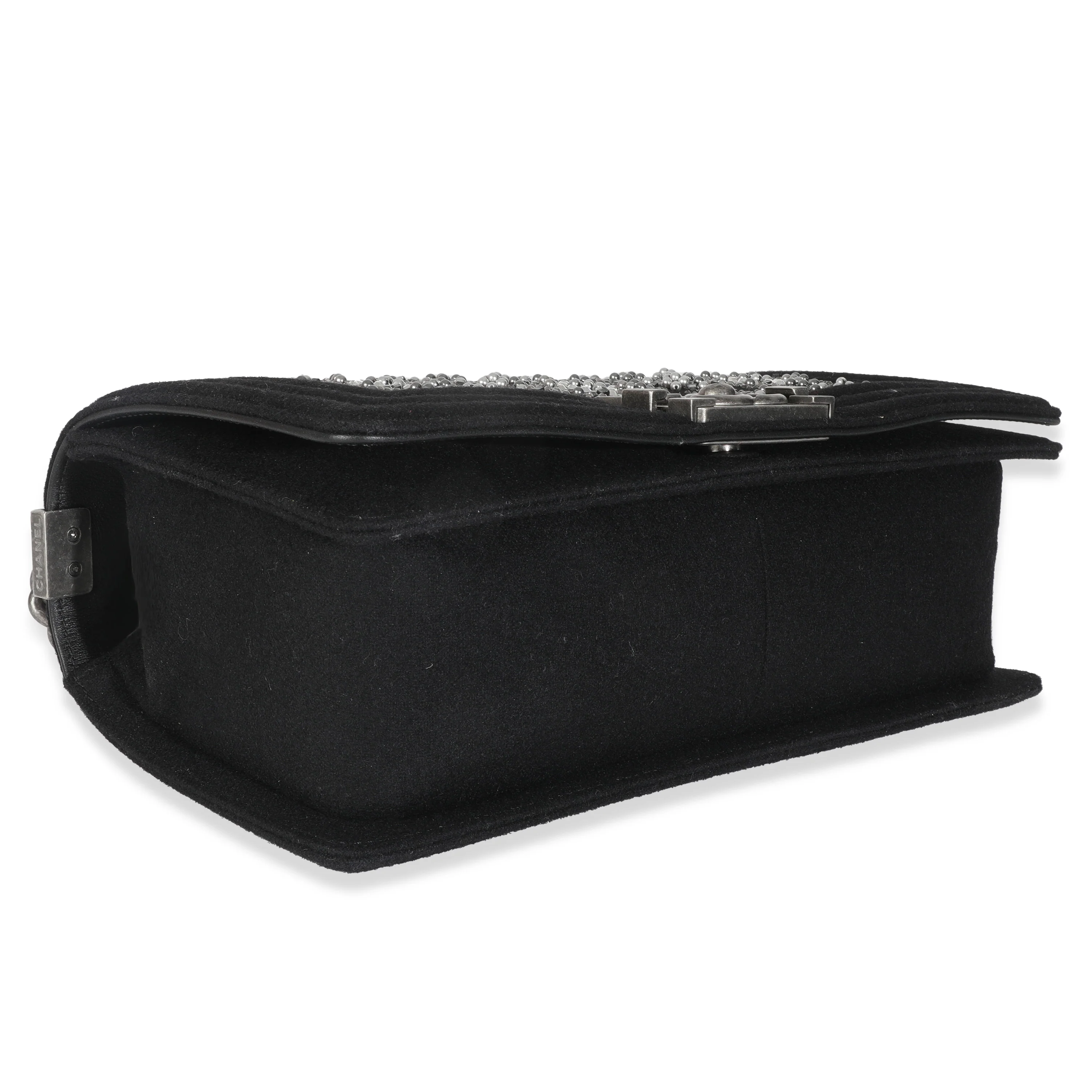 Black Jersey Strass Old Medium Boy Bag - Image 6
