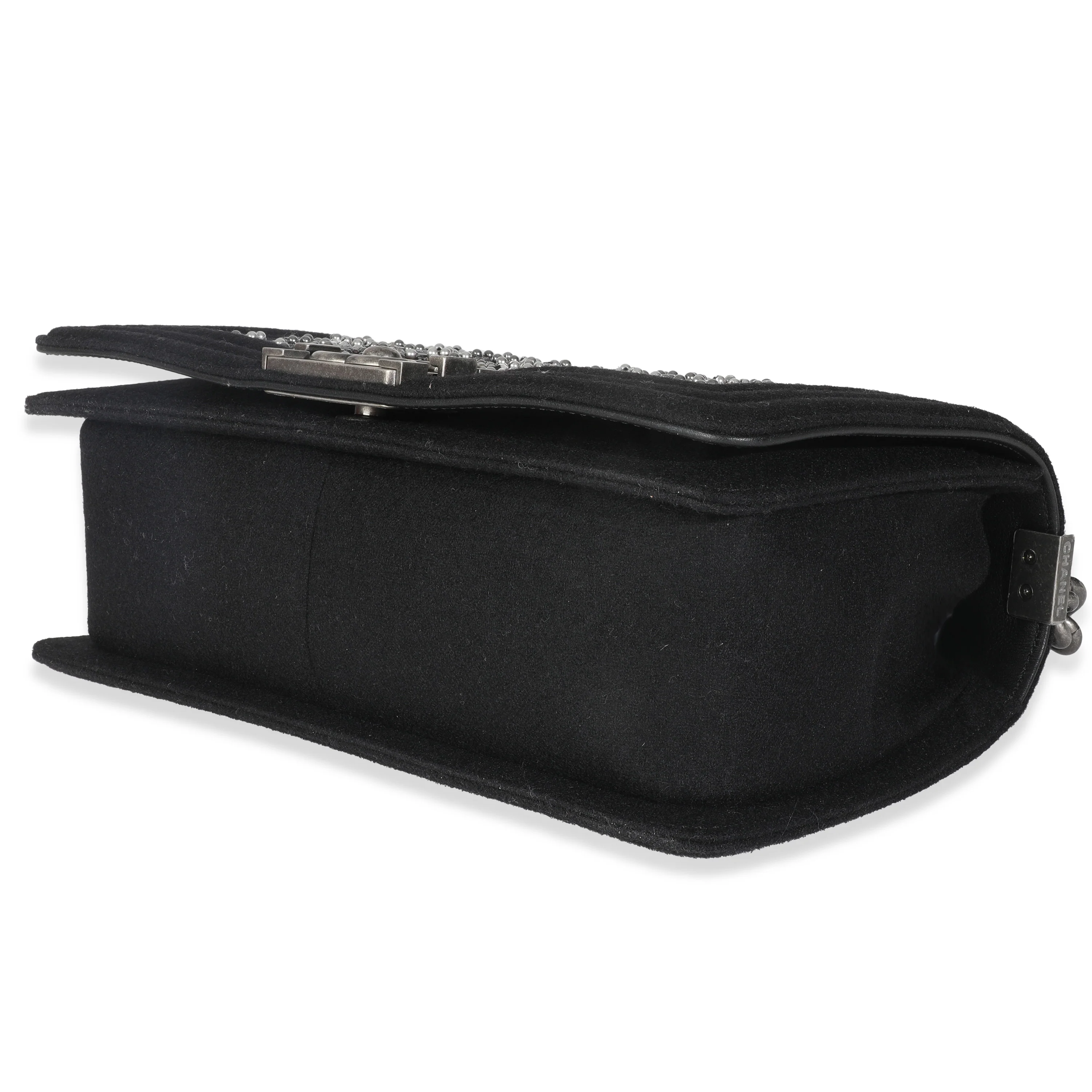 Black Jersey Strass Old Medium Boy Bag - Image 7