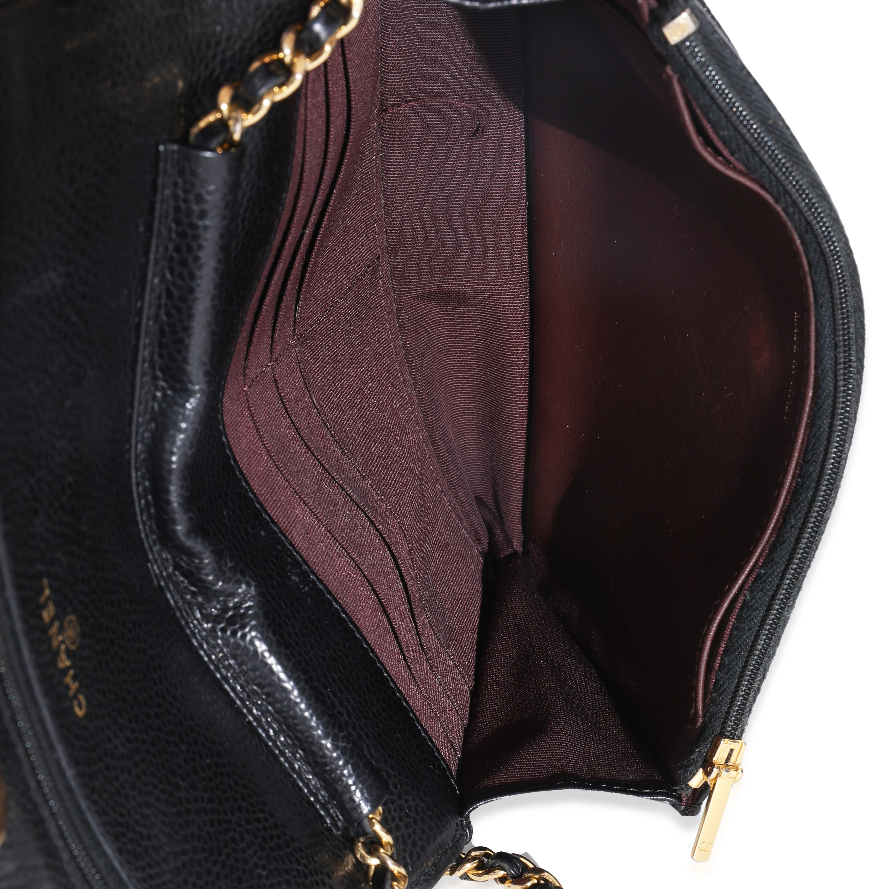 Black Quilted Caviar Classic Wallet On Chain - Image 8