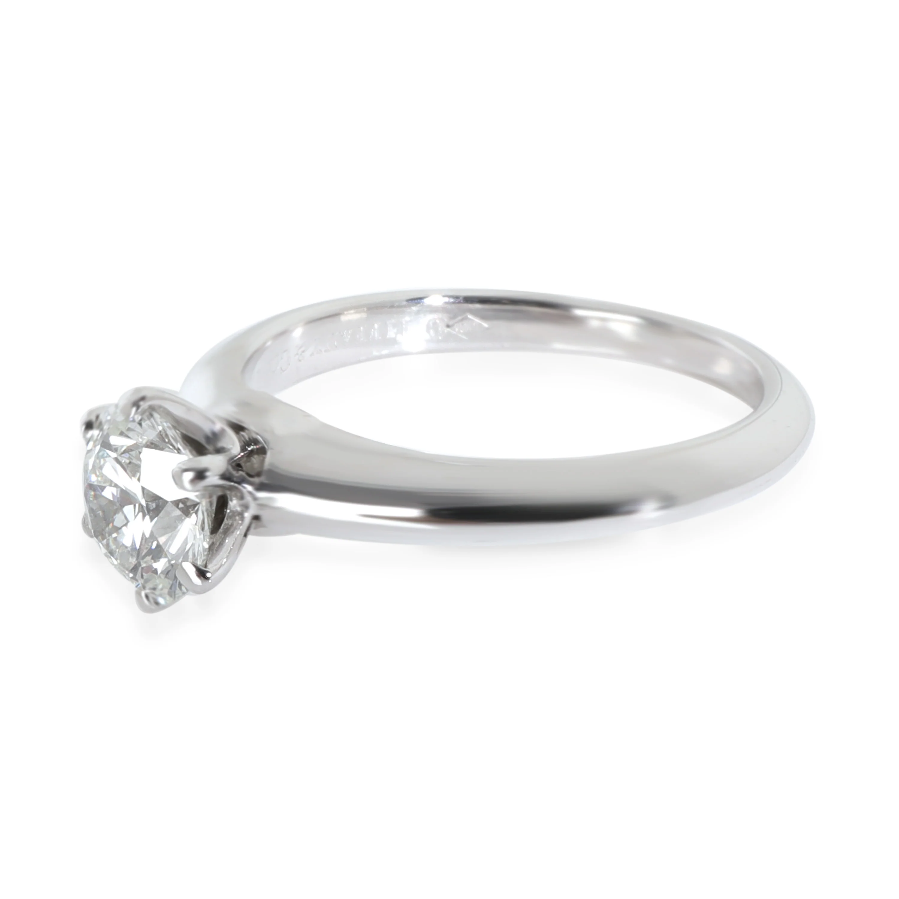 Platinum Tiffany & Co. Solitaire Engagement Ring, .77 Ct. H VVS1 - Image 2