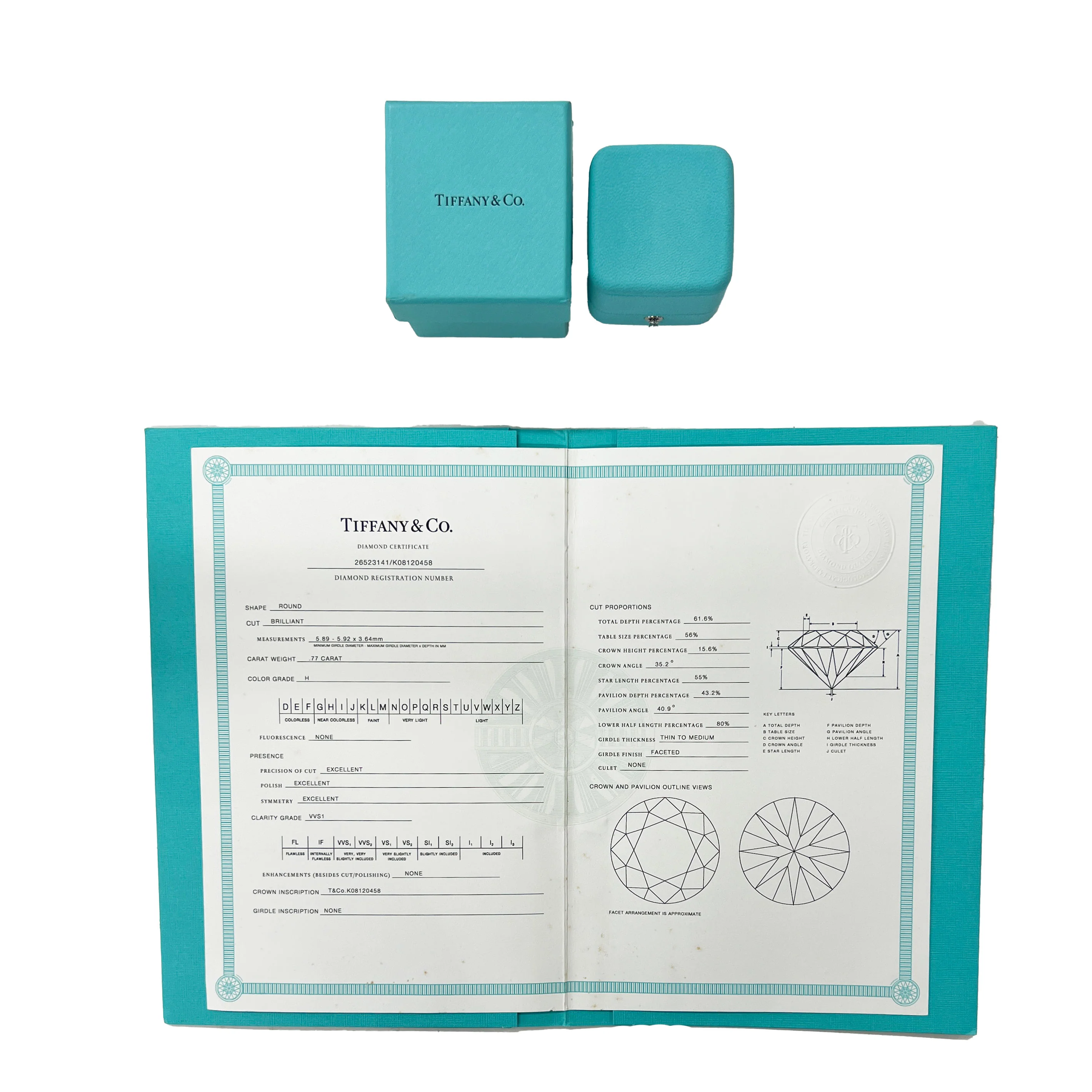 Platinum Tiffany & Co. Solitaire Engagement Ring, .77 Ct. H VVS1 - Image 5