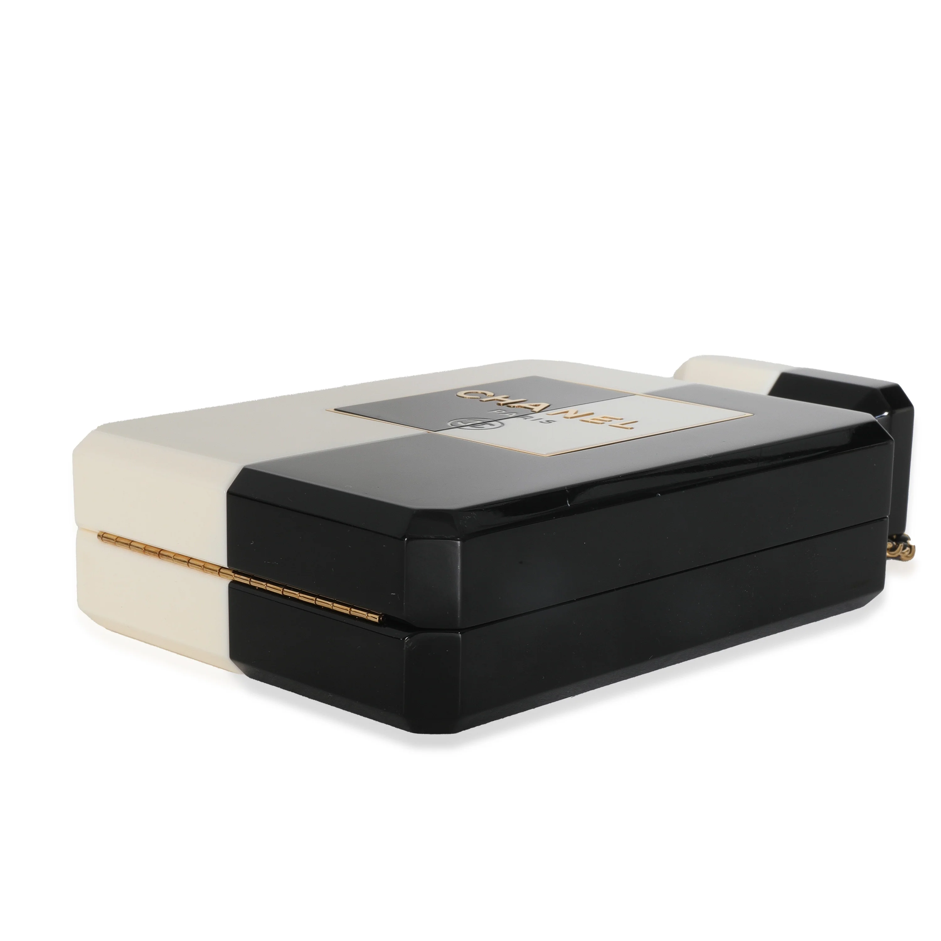 White Black Plexiglass Perfume Bottle Clutch - Image 6