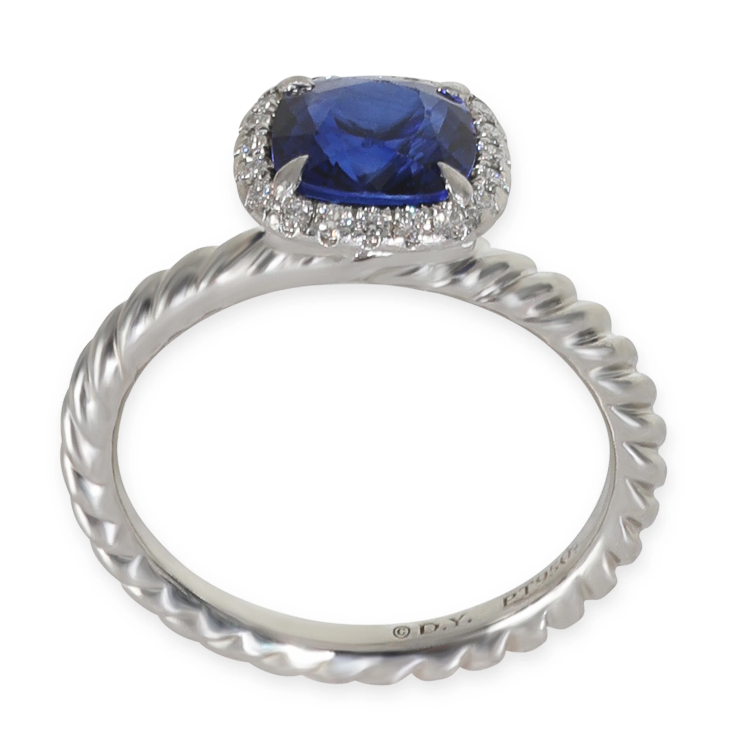 1.79 ct Cushion Modified Sapphire and Diamond Capri Engagement Ring - Image 5
