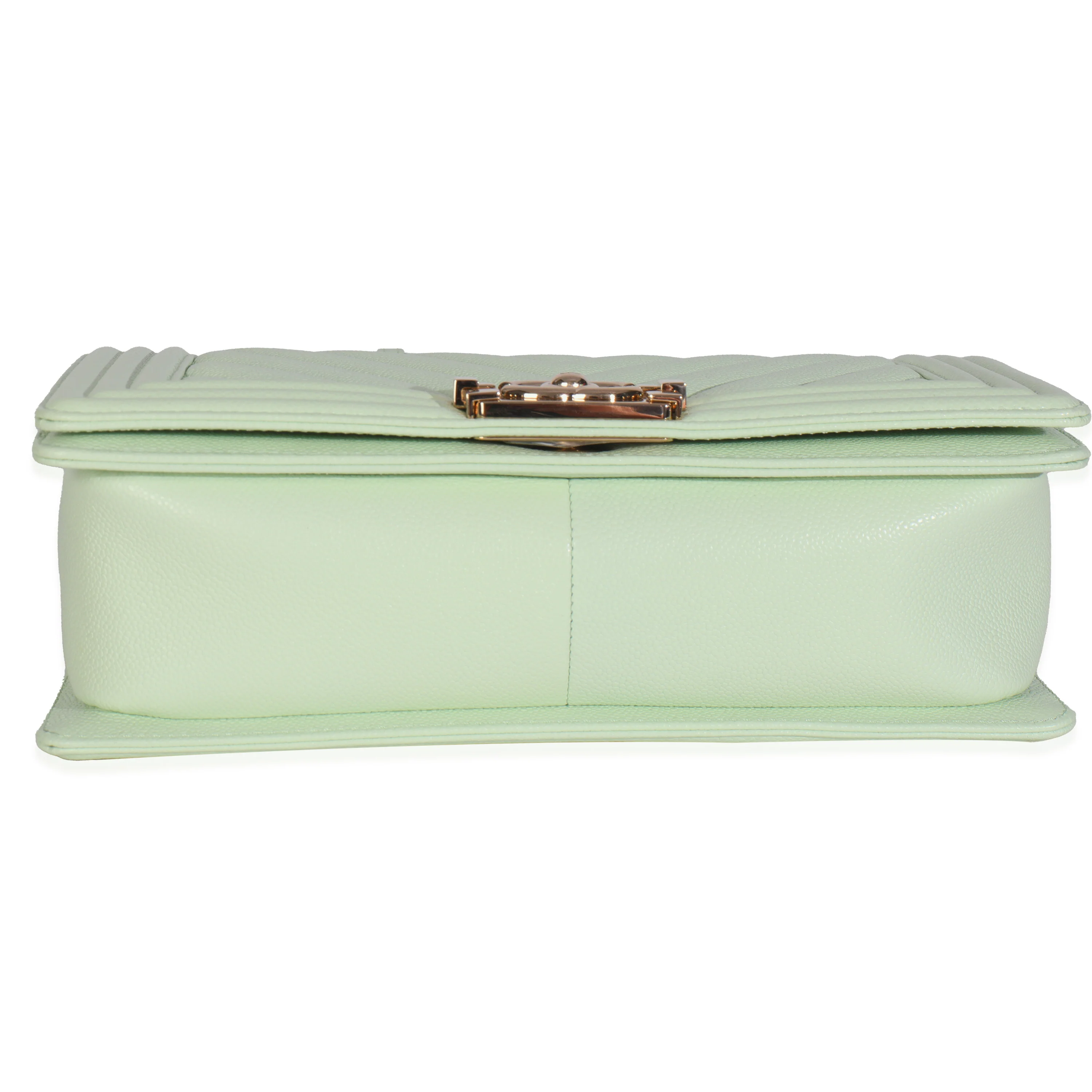 Light Green Caviar Chevron Old Medium Boy Handbag - Image 5