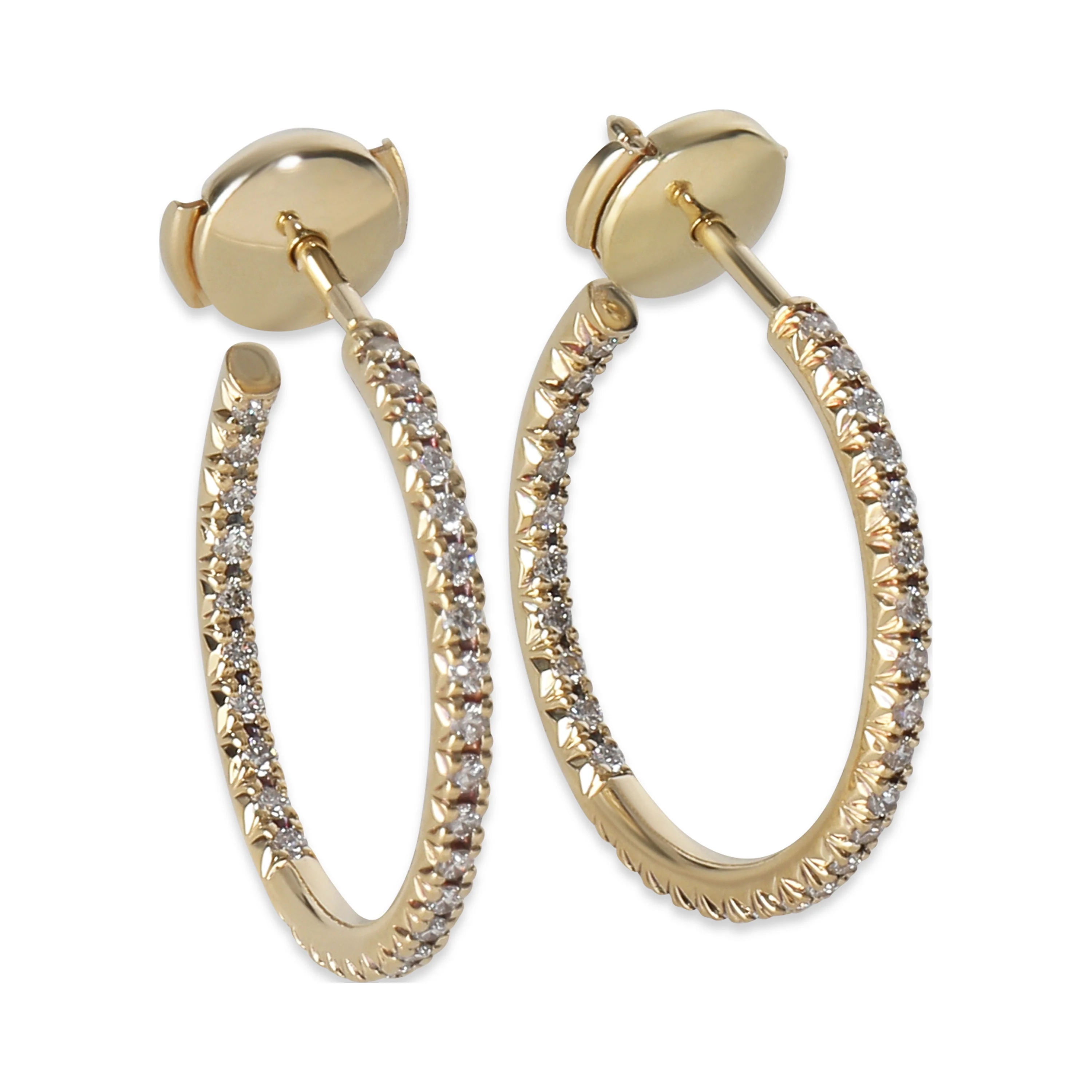 Yellow Gold Diamond Metro Medium Size Hoop Earrings - Image 2