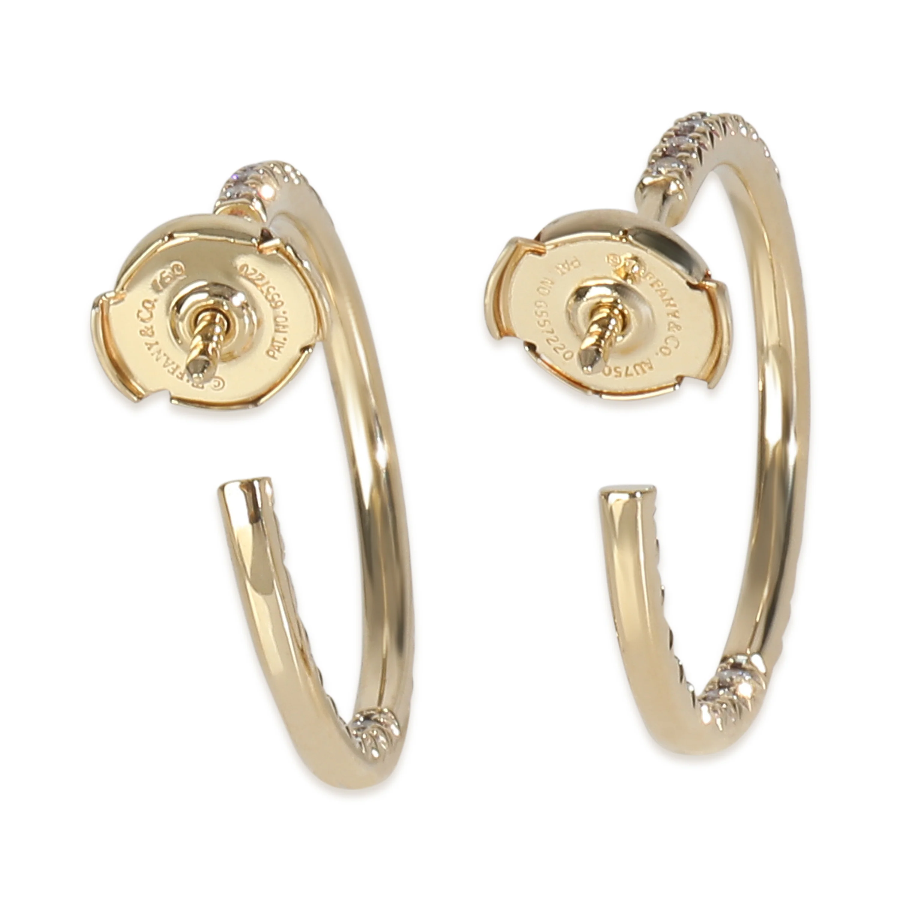 Yellow Gold Diamond Metro Medium Size Hoop Earrings - Image 5