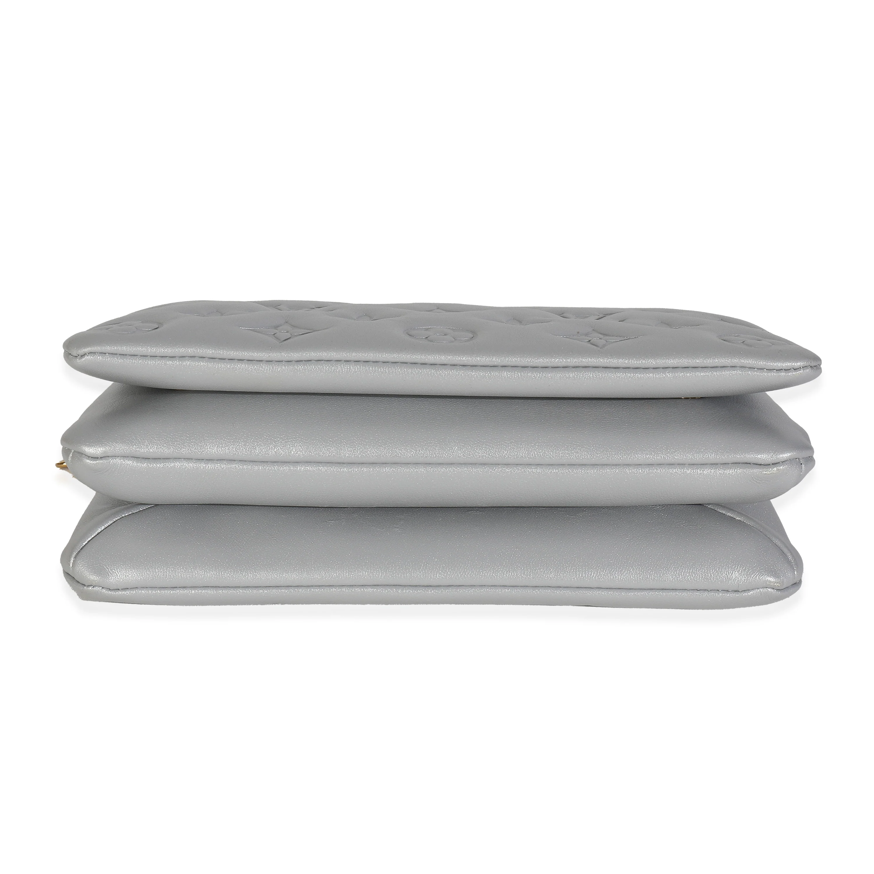 Silver Metallic Lambskin Embossed Monogram Pochette Coussin - Image 5
