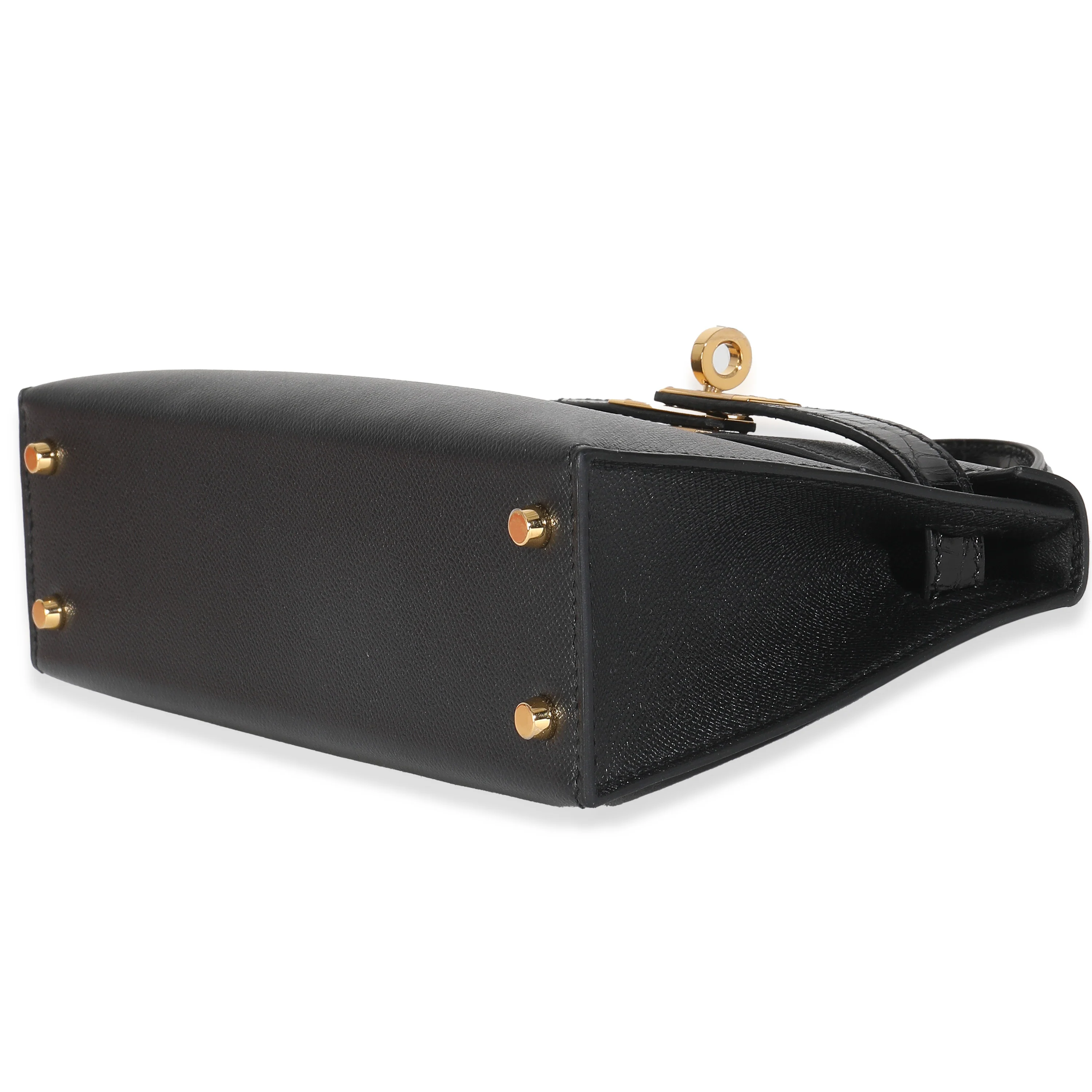 Black Madame Calfskin Shiny Alligator Sellier Mini Kelly II 20 GHW - Image 7