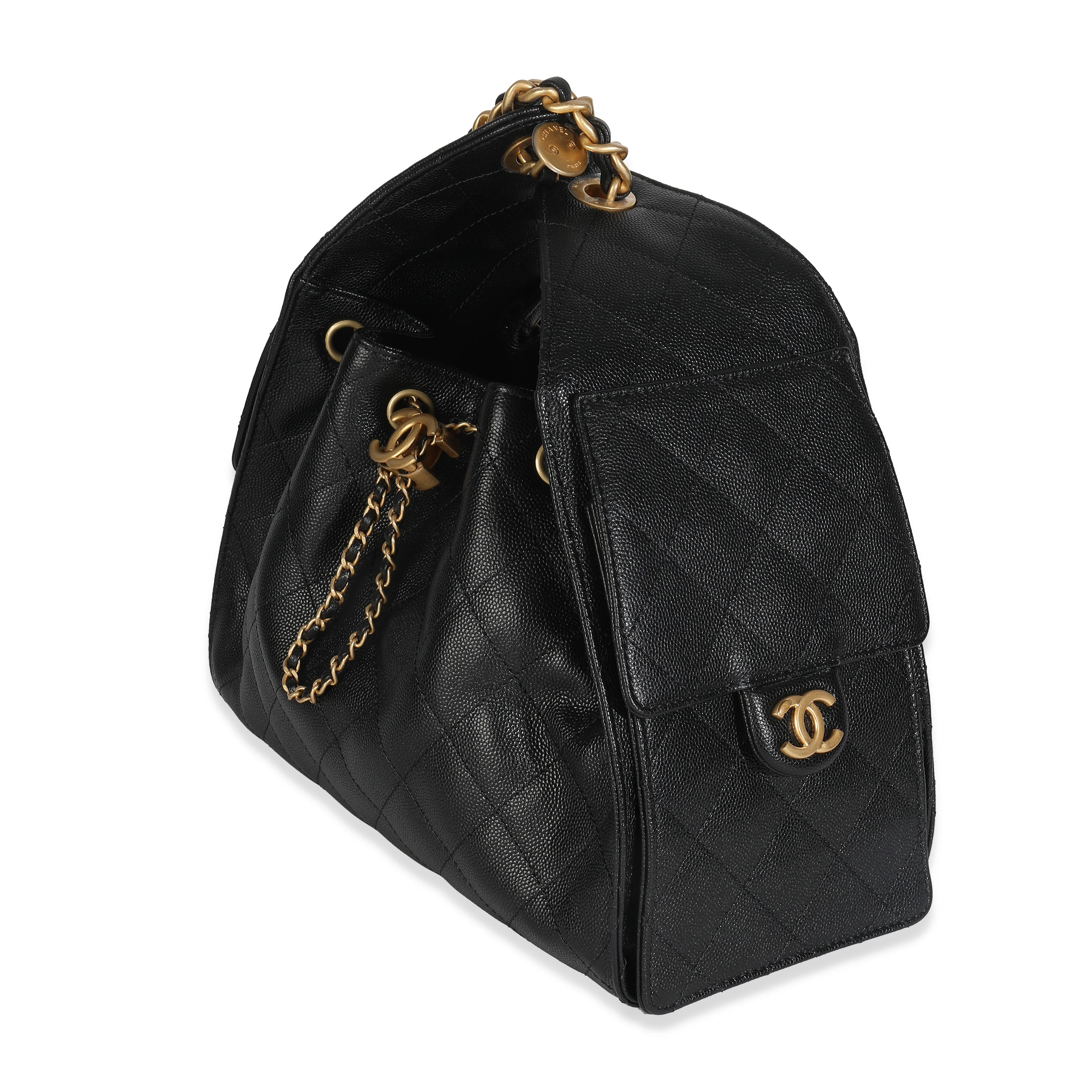 Black Quilted Caviar Small Chanel 25 Handbag - Image 2