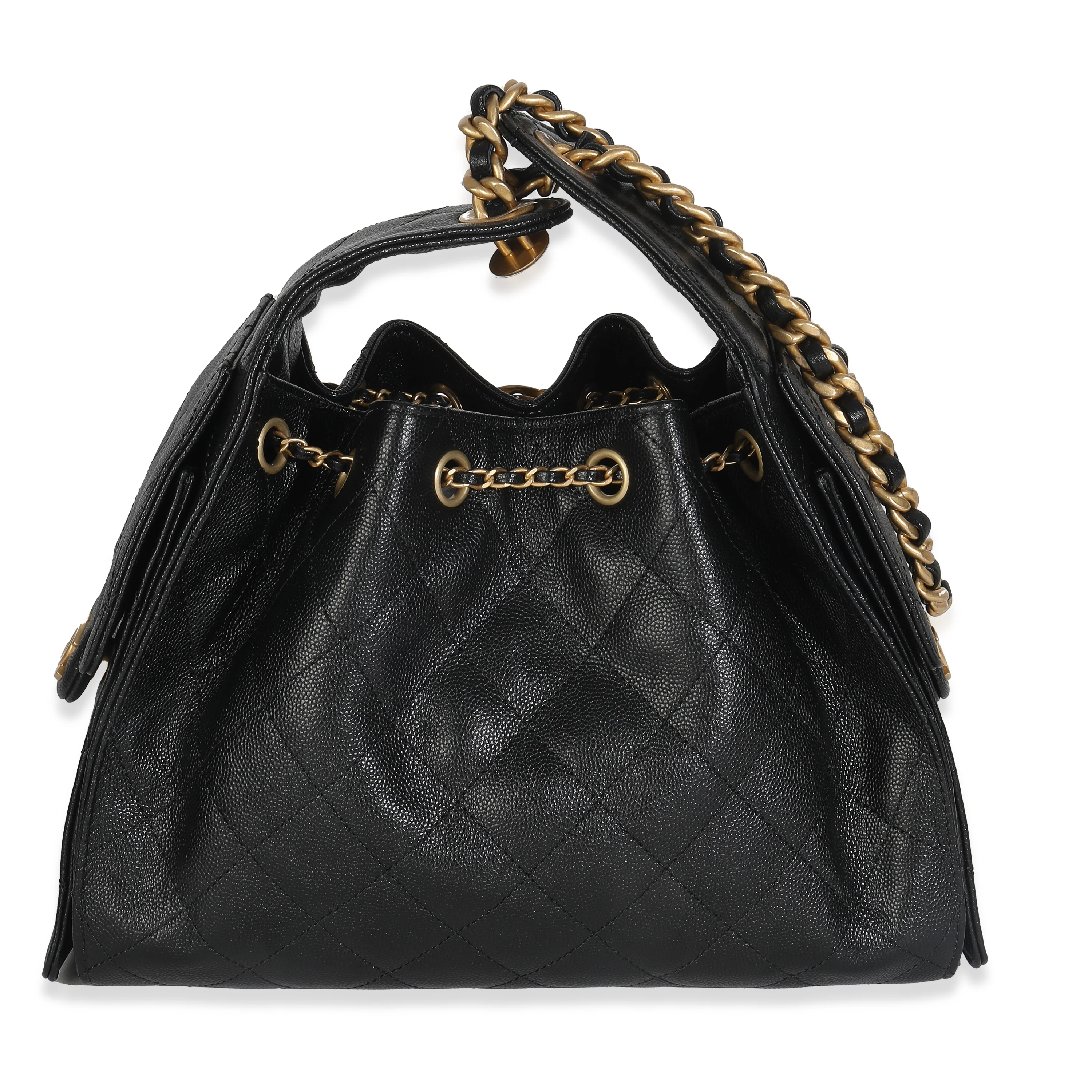 Black Quilted Caviar Small Chanel 25 Handbag - Image 4