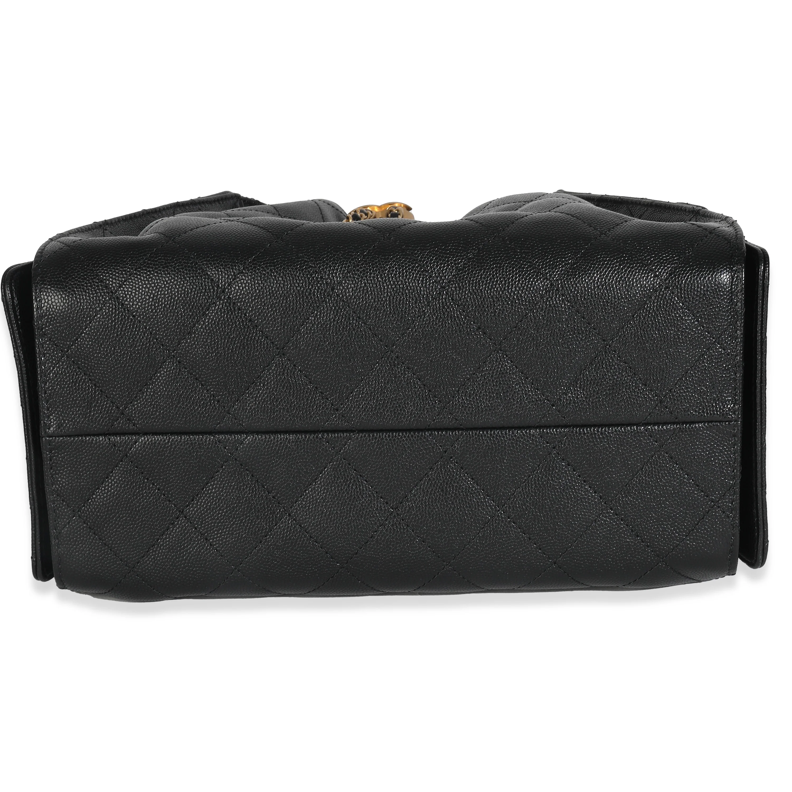 Black Quilted Caviar Small Chanel 25 Handbag - Image 6