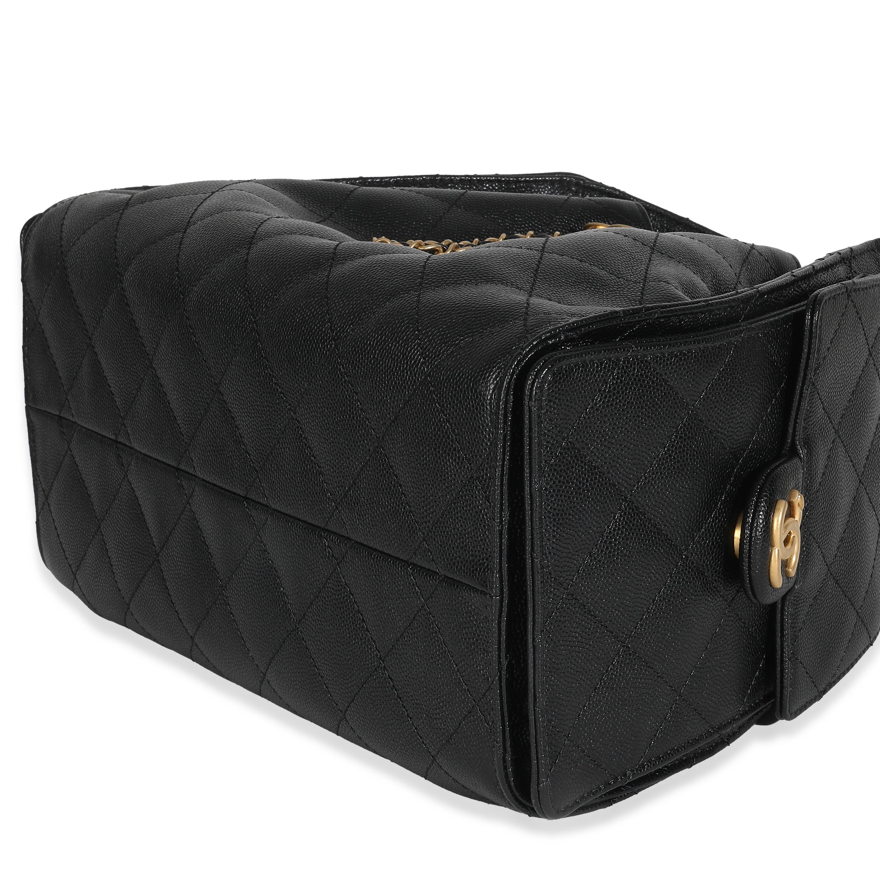 Black Quilted Caviar Small Chanel 25 Handbag - Image 7