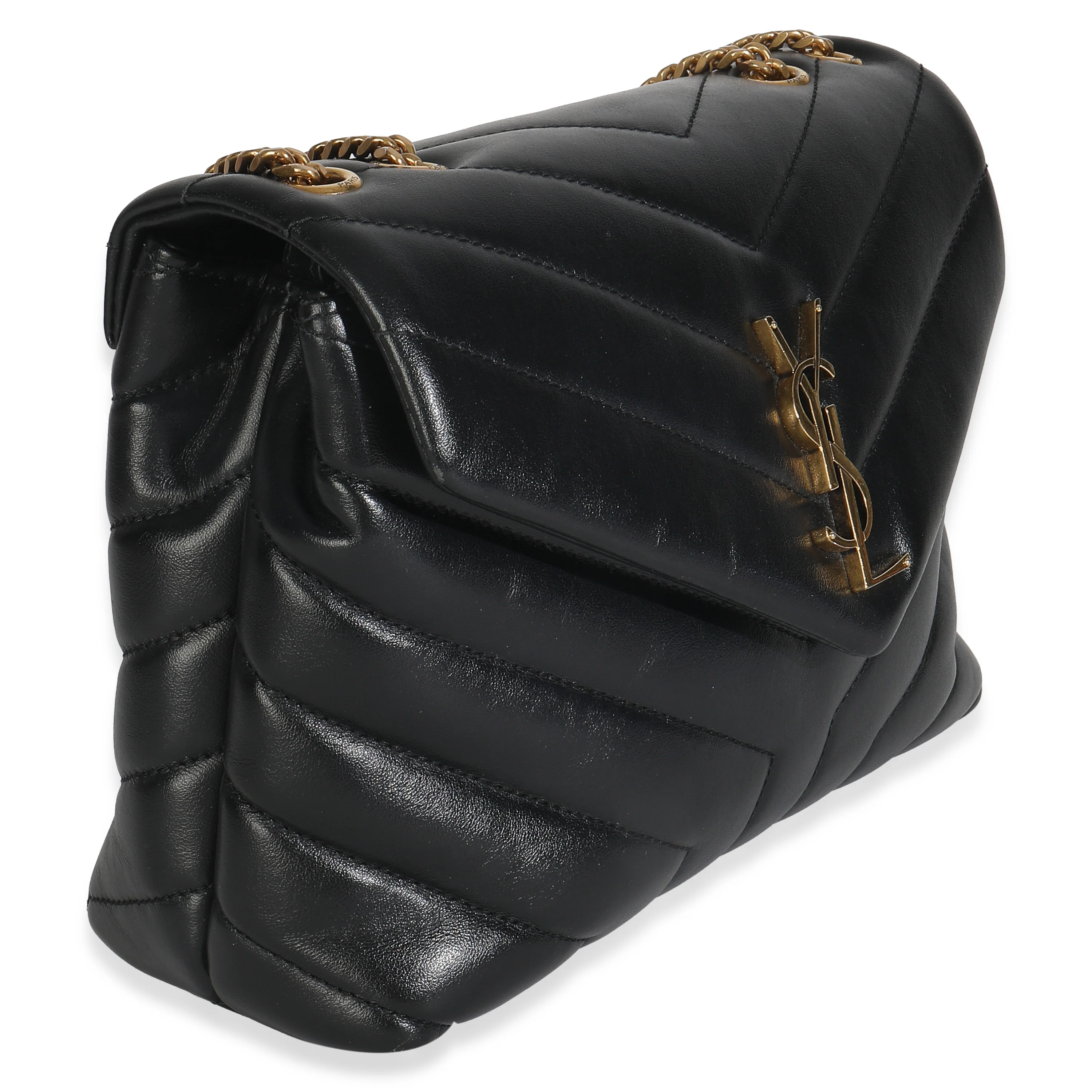 Black Calfskin Y Quilted Monogram Small Loulou Chain Satchel - Image 3