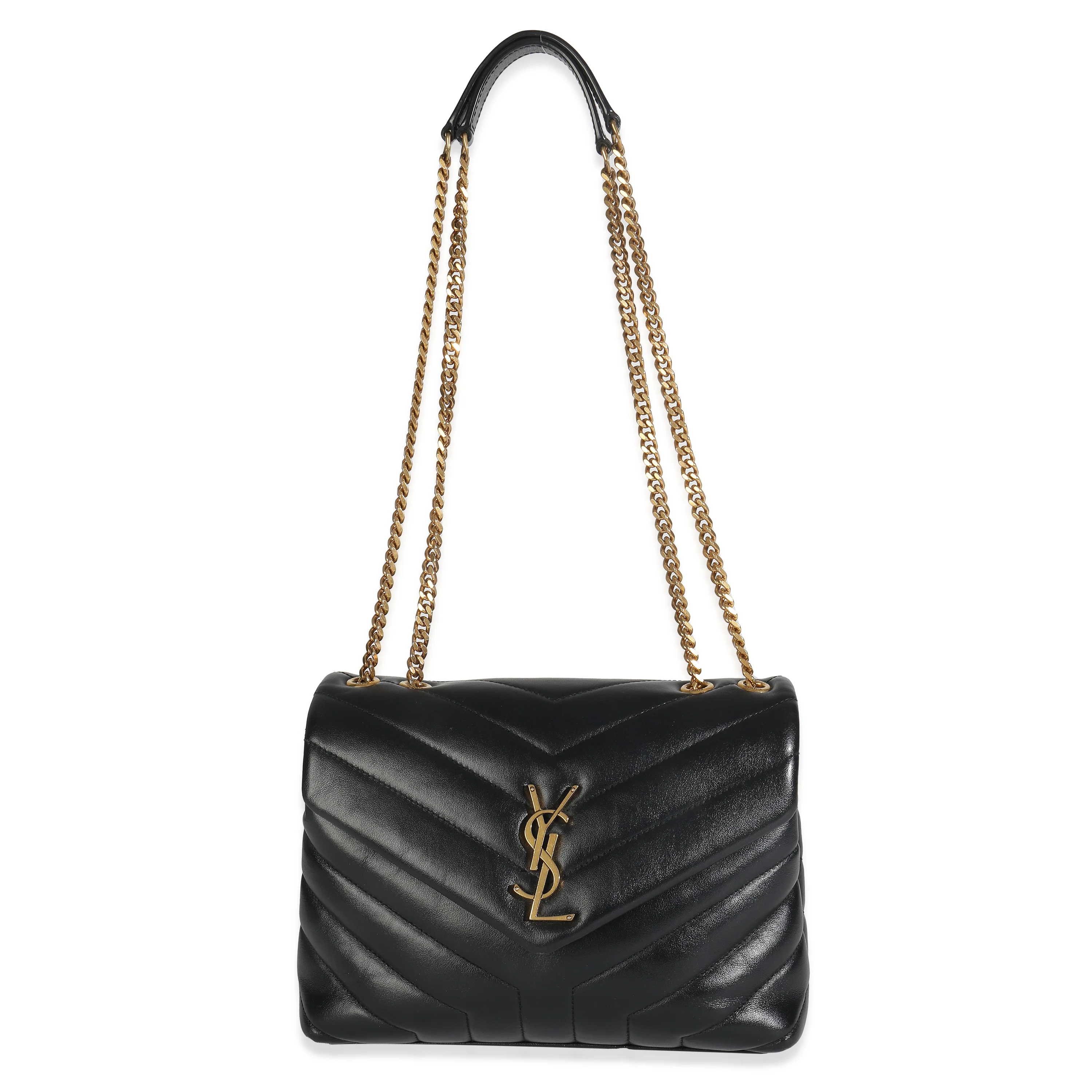 Black Calfskin Y Quilted Monogram Small Loulou Chain Satchel - Image 8