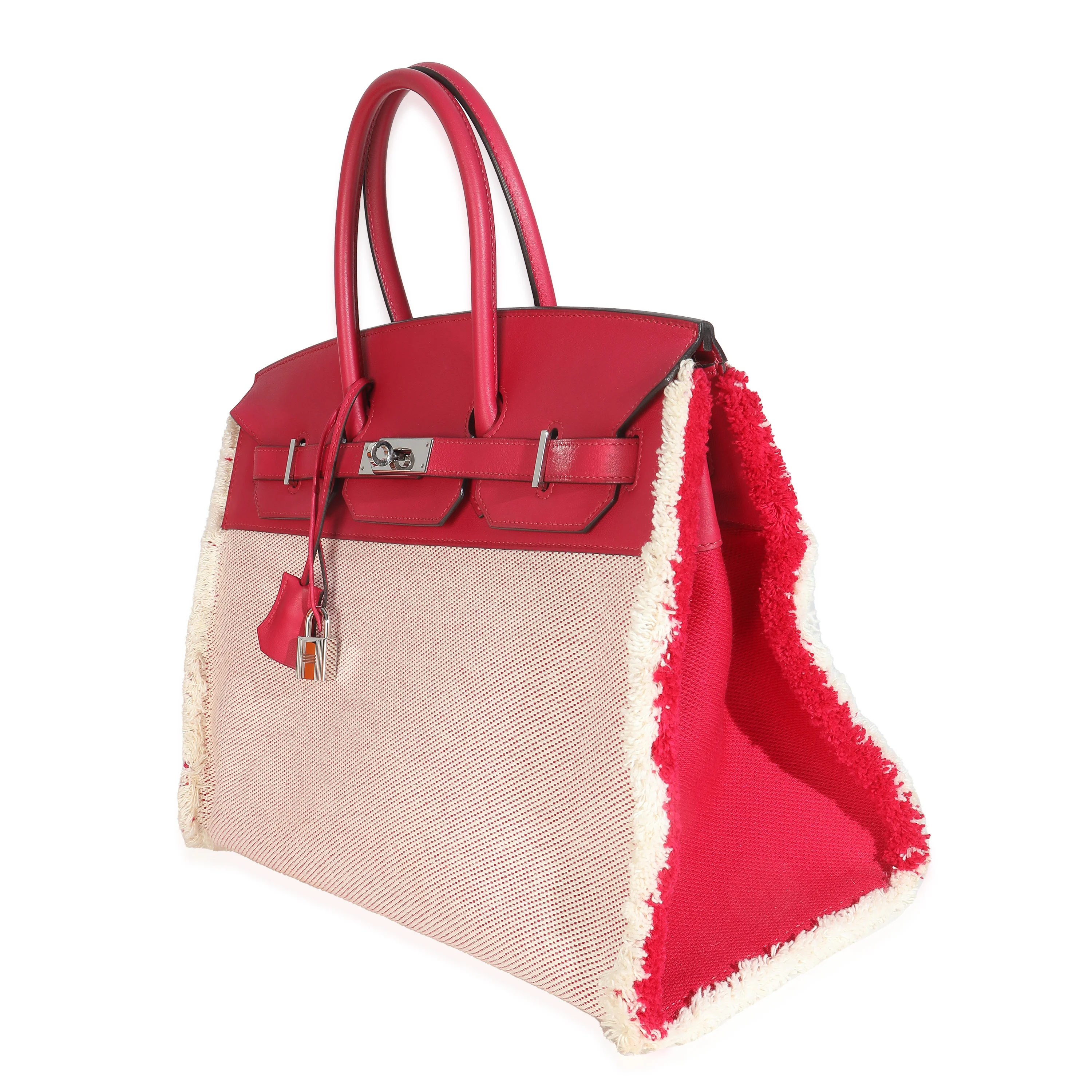 Framboise Ecru Swift Twill H Fray Fray Birkin 35 PHW - Image 2