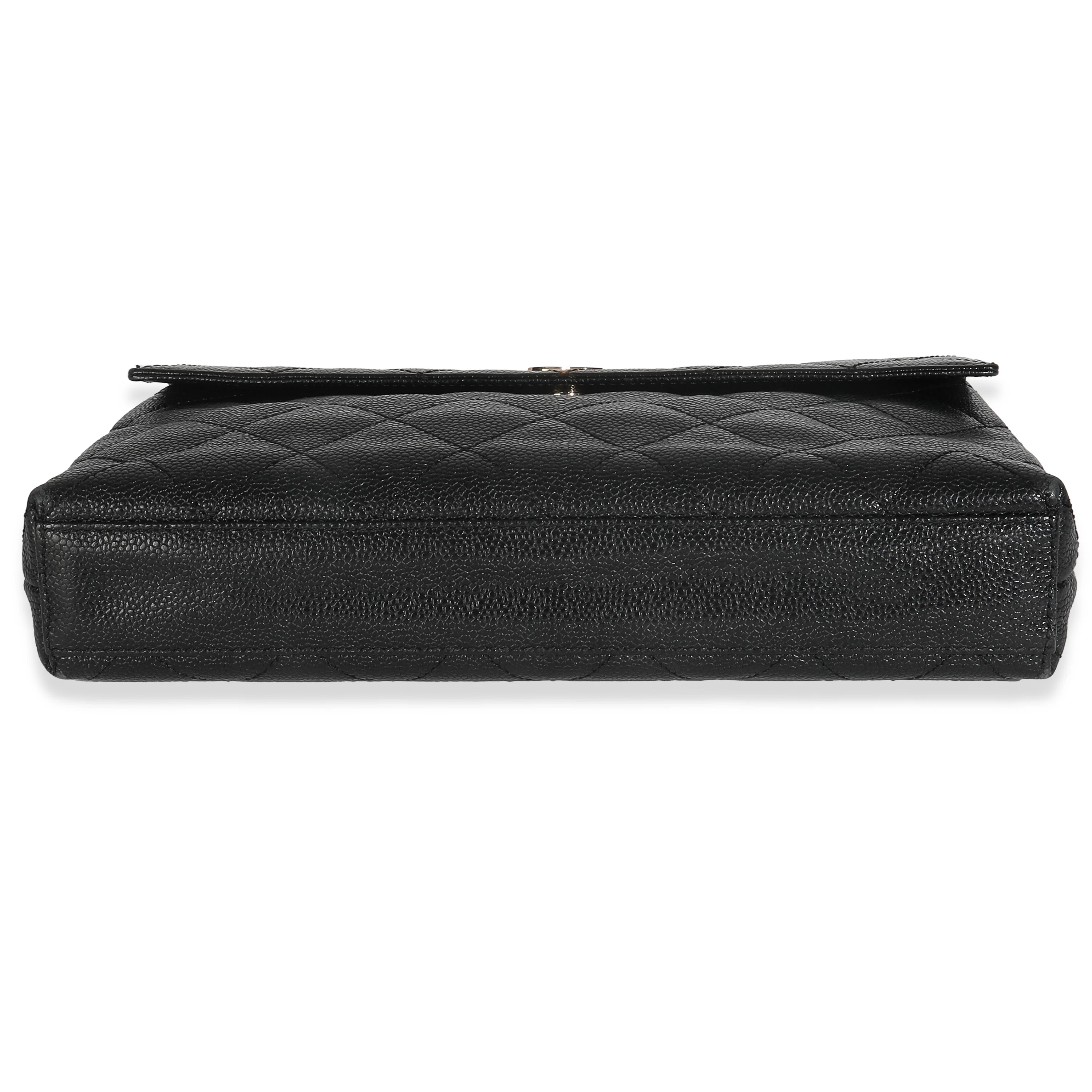 Vintage Black Quilted Caviar Large Clutch Handbag - Image 5