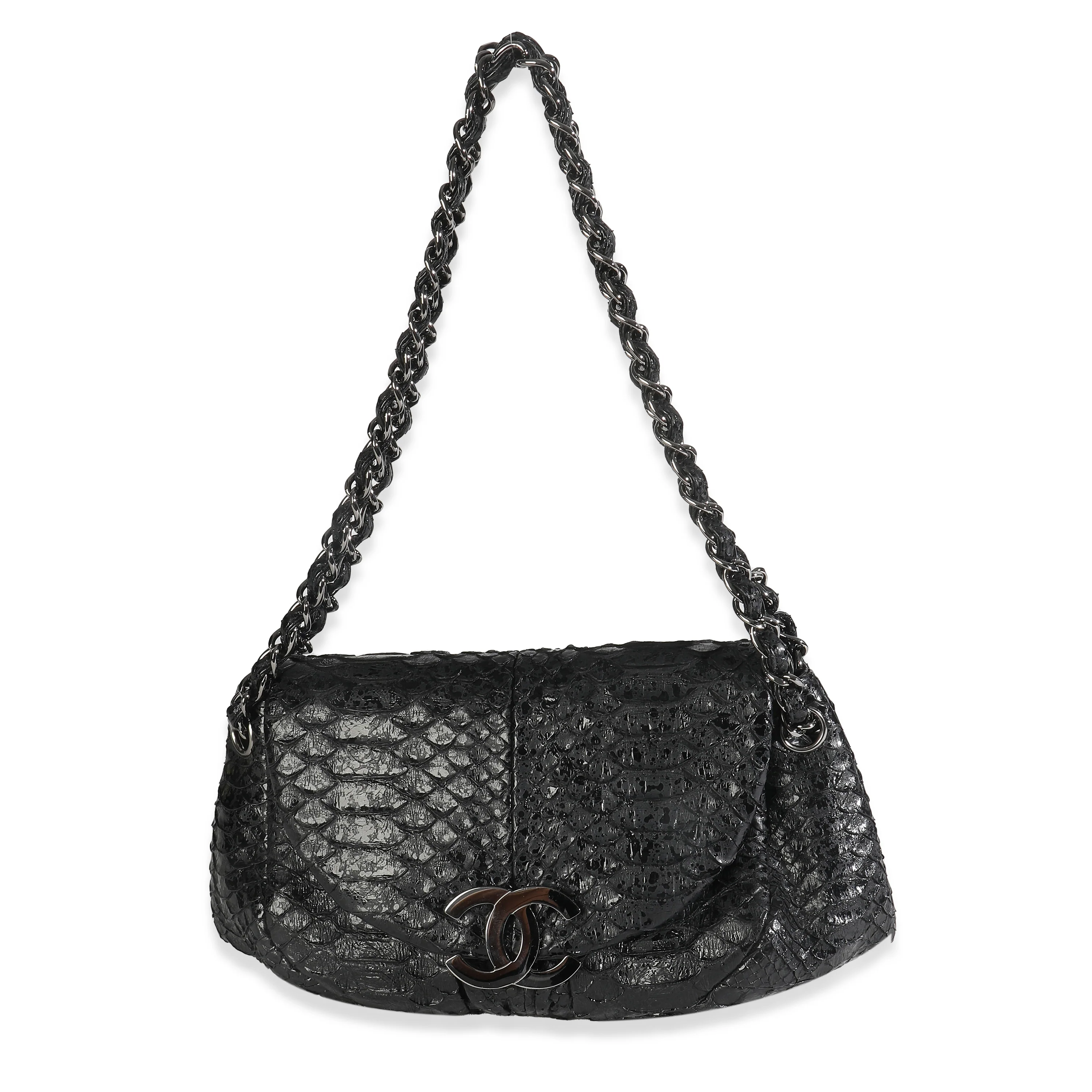 Black Python Sensual CC Small Accordion Flap Bag - Image 8