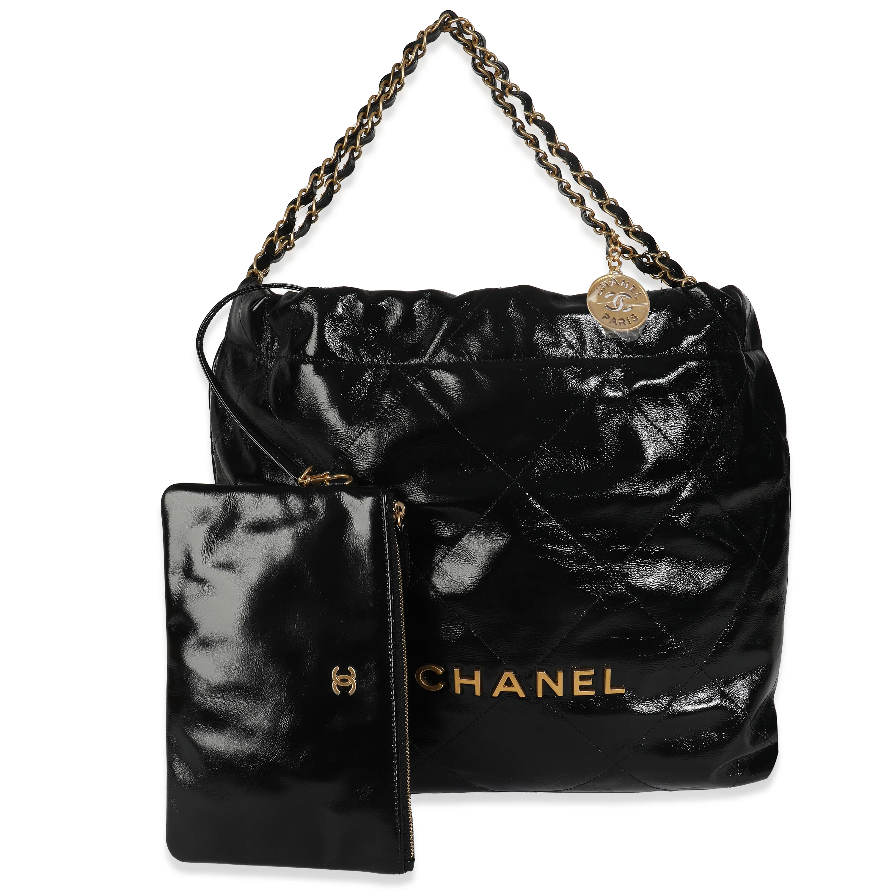 Black Quilted Chanel 22 Hobo - Image 8