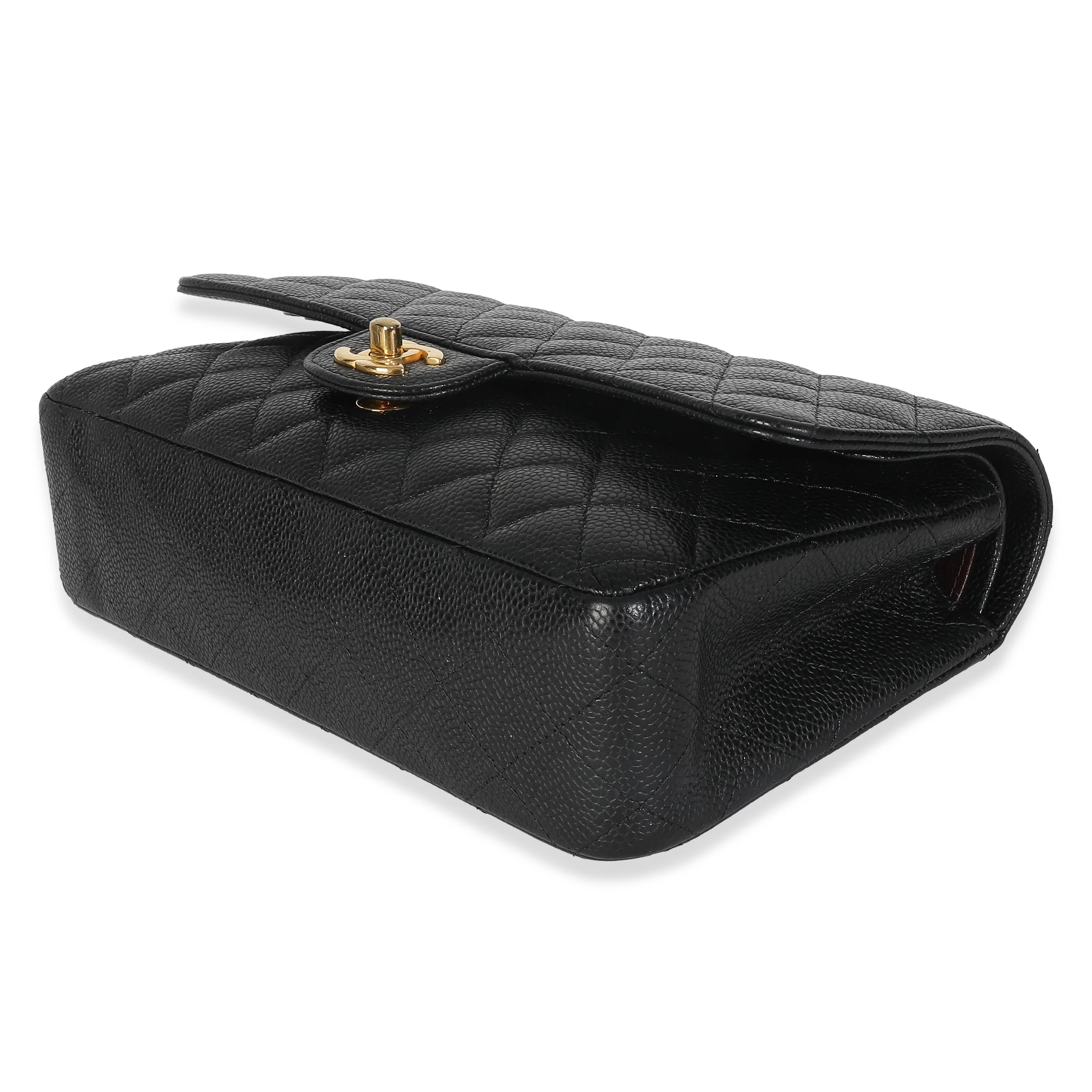 Black Quilted Caviar Medium Classic Double Flap HandBag - Image 7