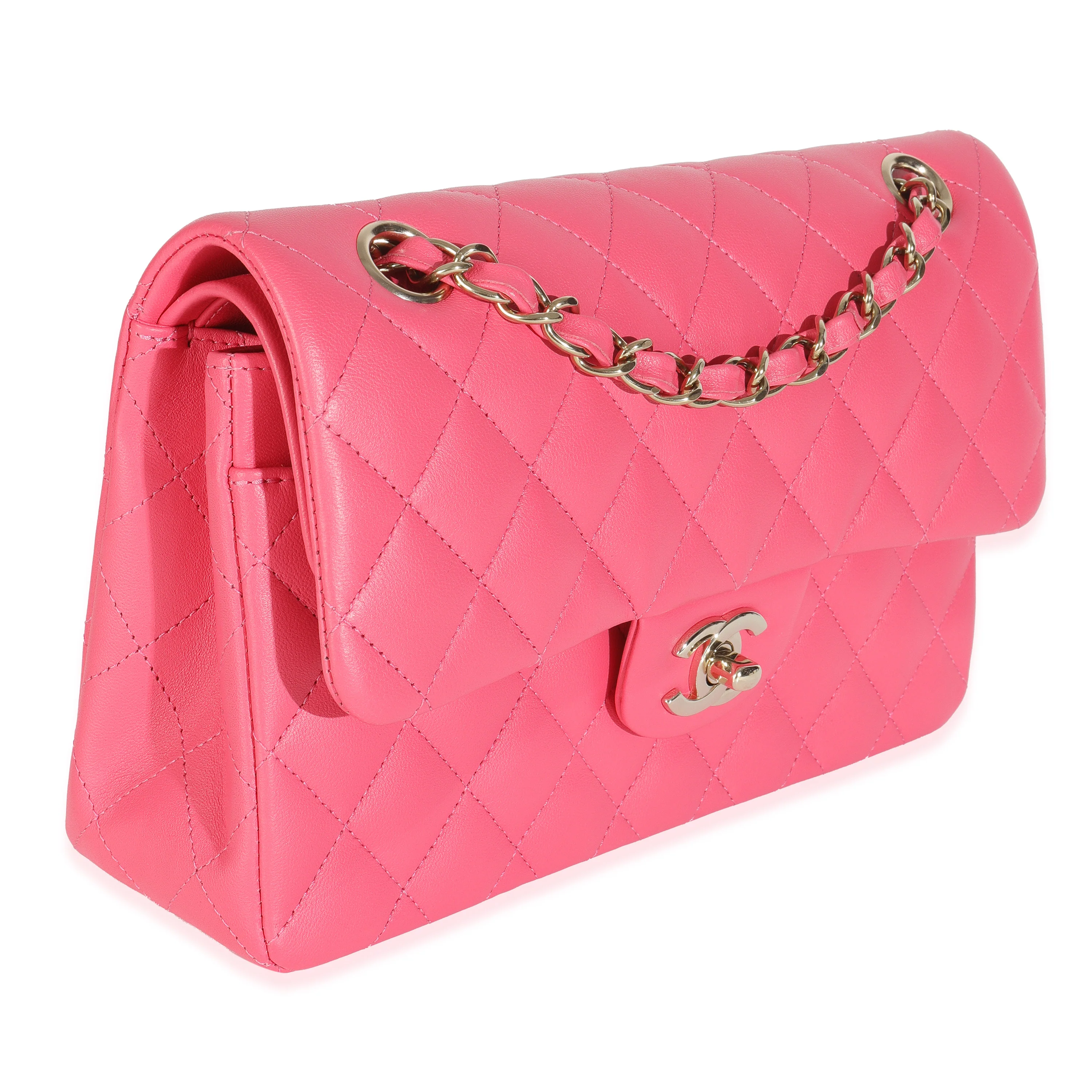 Pink Quilted Lambskin Small Classic Double Flap Bag - Image 3