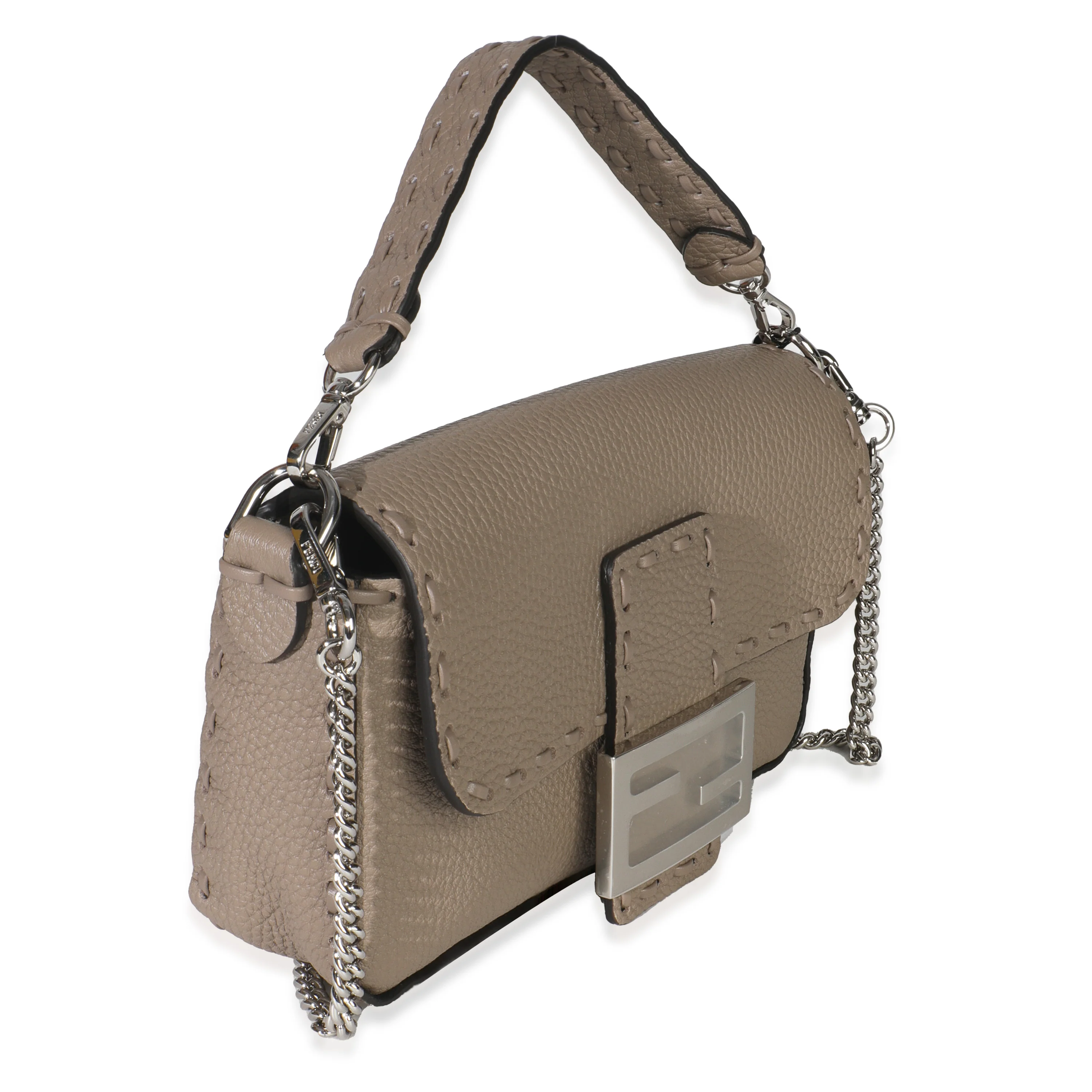 Dove Gray Cuoio Romano Calfskin Mini Selleria Baguette Bag - Image 3