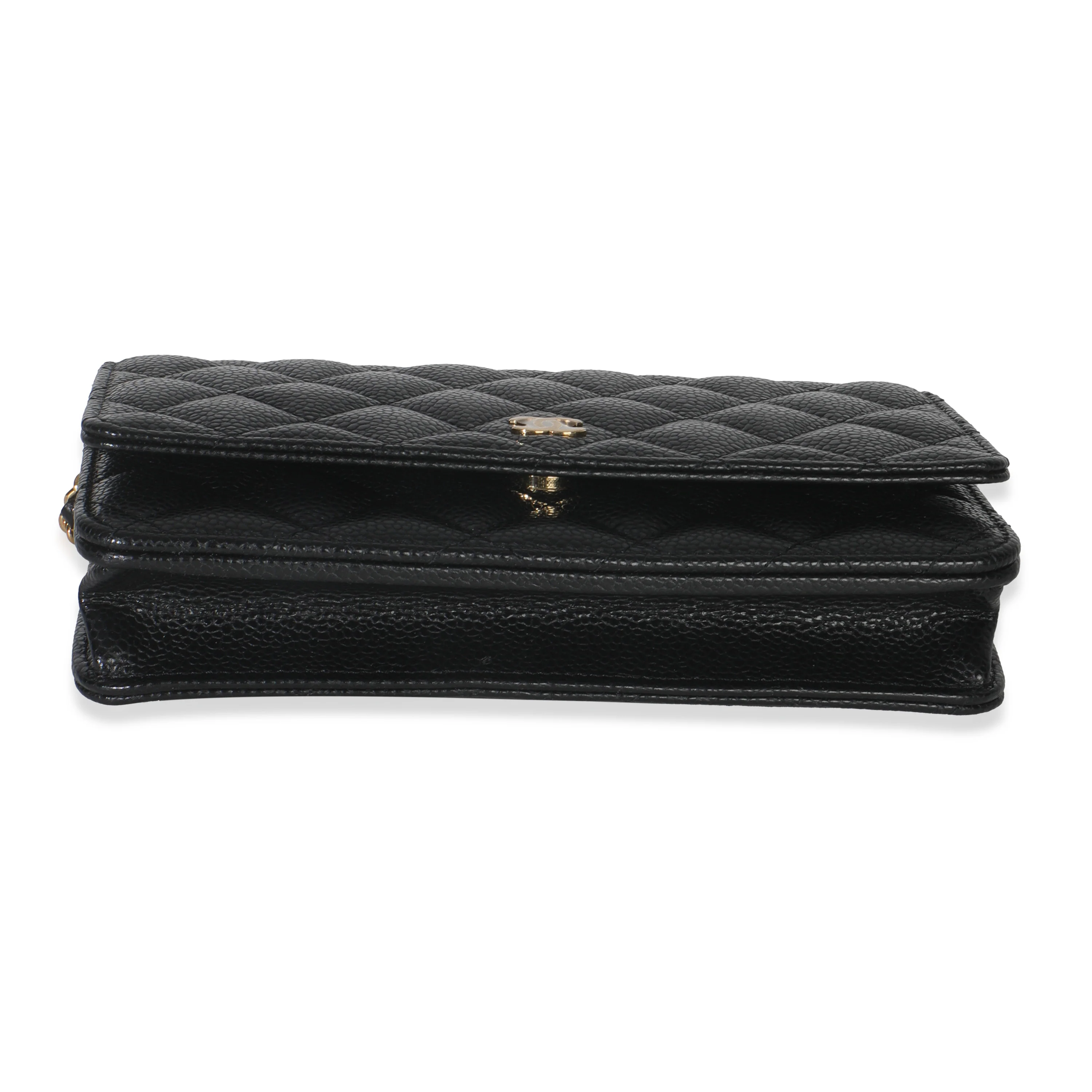 Black Quilted Caviar Classic Wallet On Chain - Image 5
