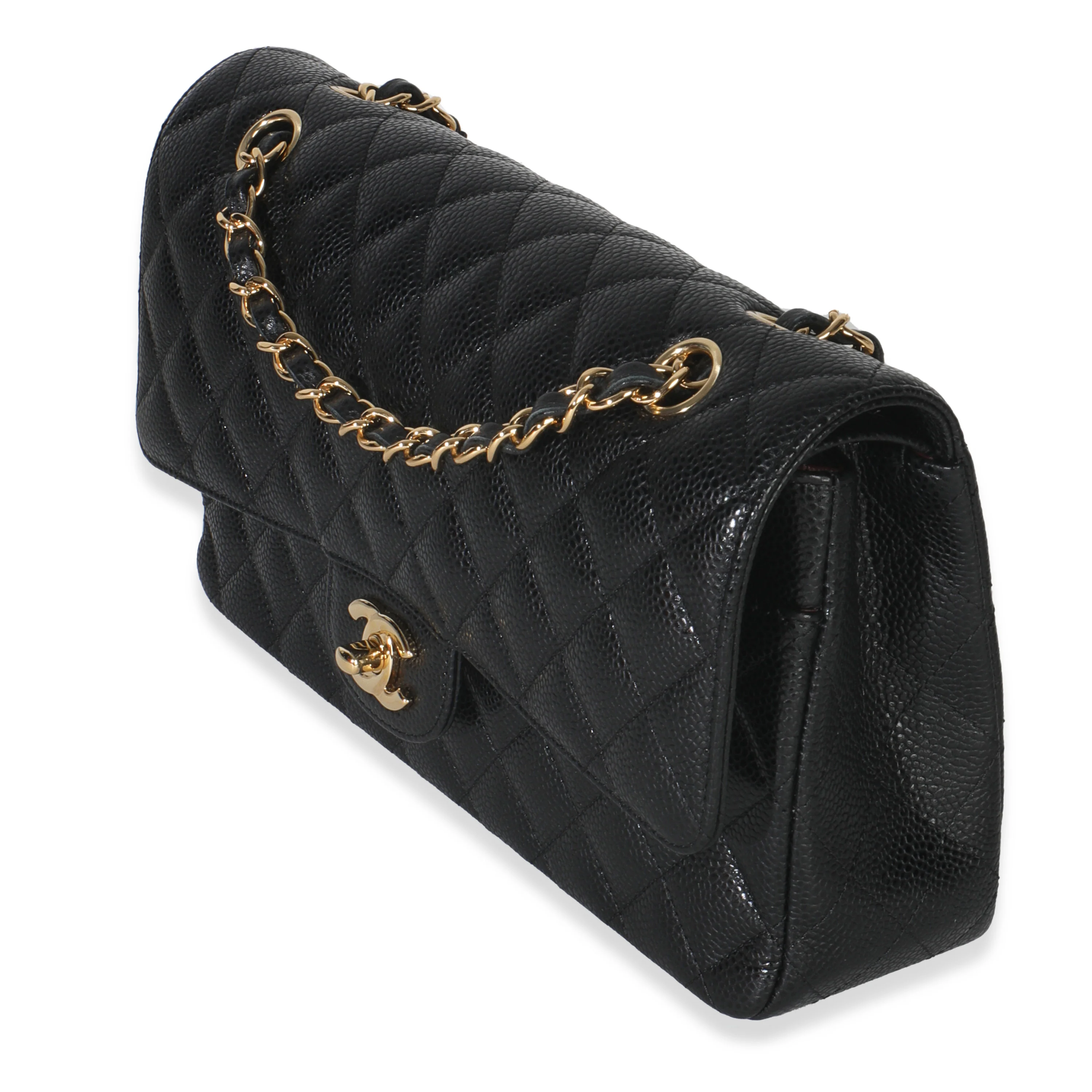 Black Quilted Caviar Medium Classic Double Flap Bag - Image 2